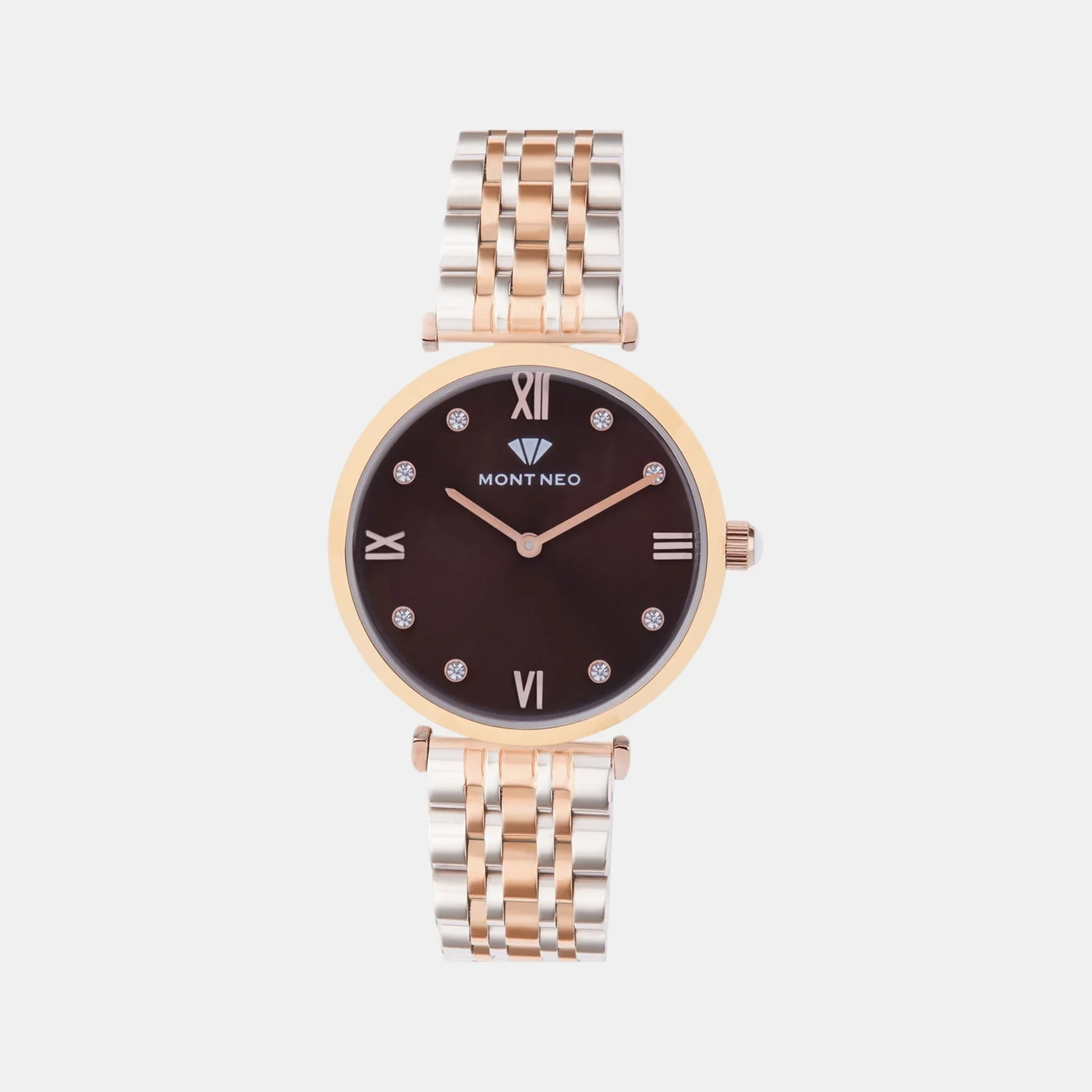 Women Quartz Brown Dial Analog Metal Watch 4503T-M1306