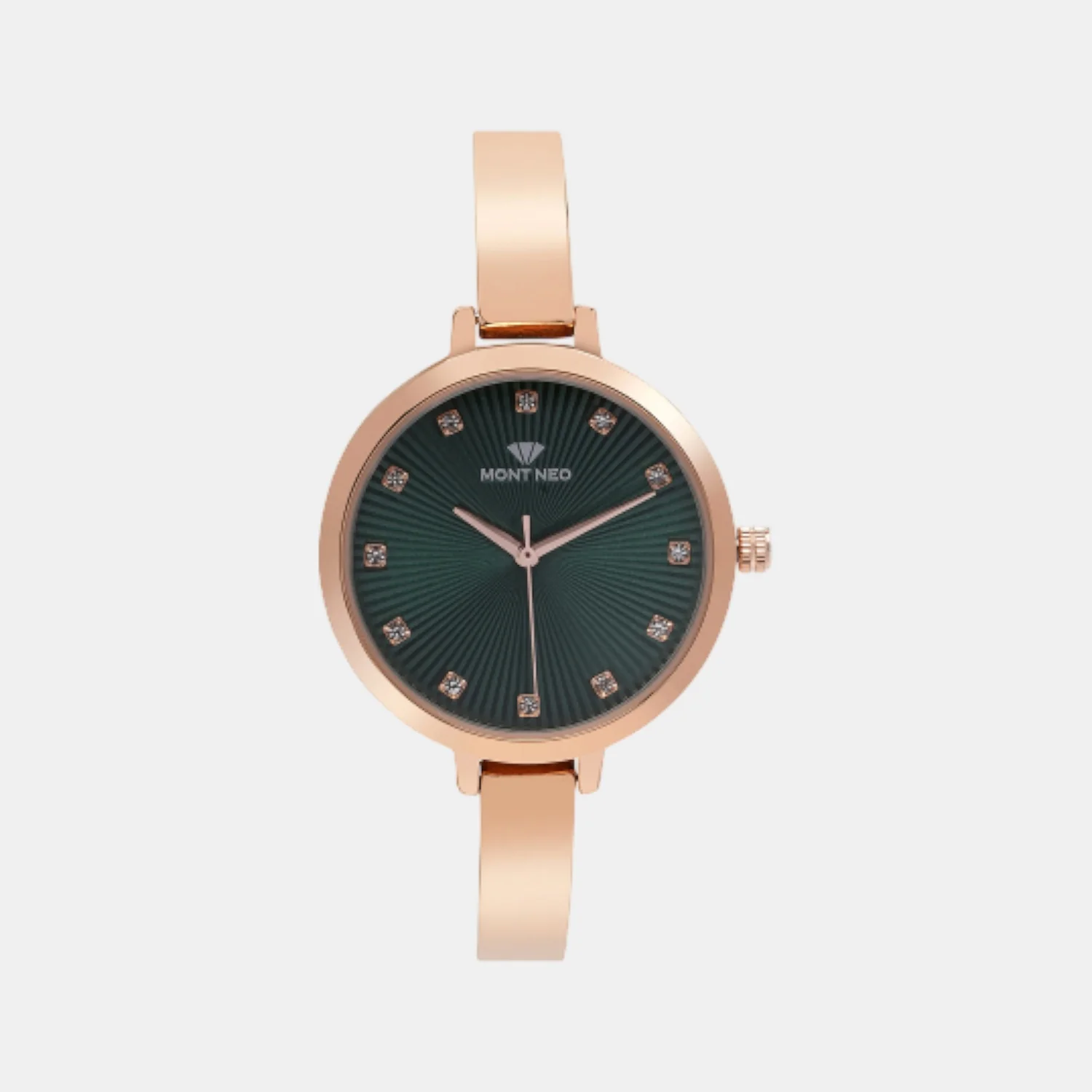 Women Quartz Green Dial Analog Stainless Steel Watch 9004T-M3314