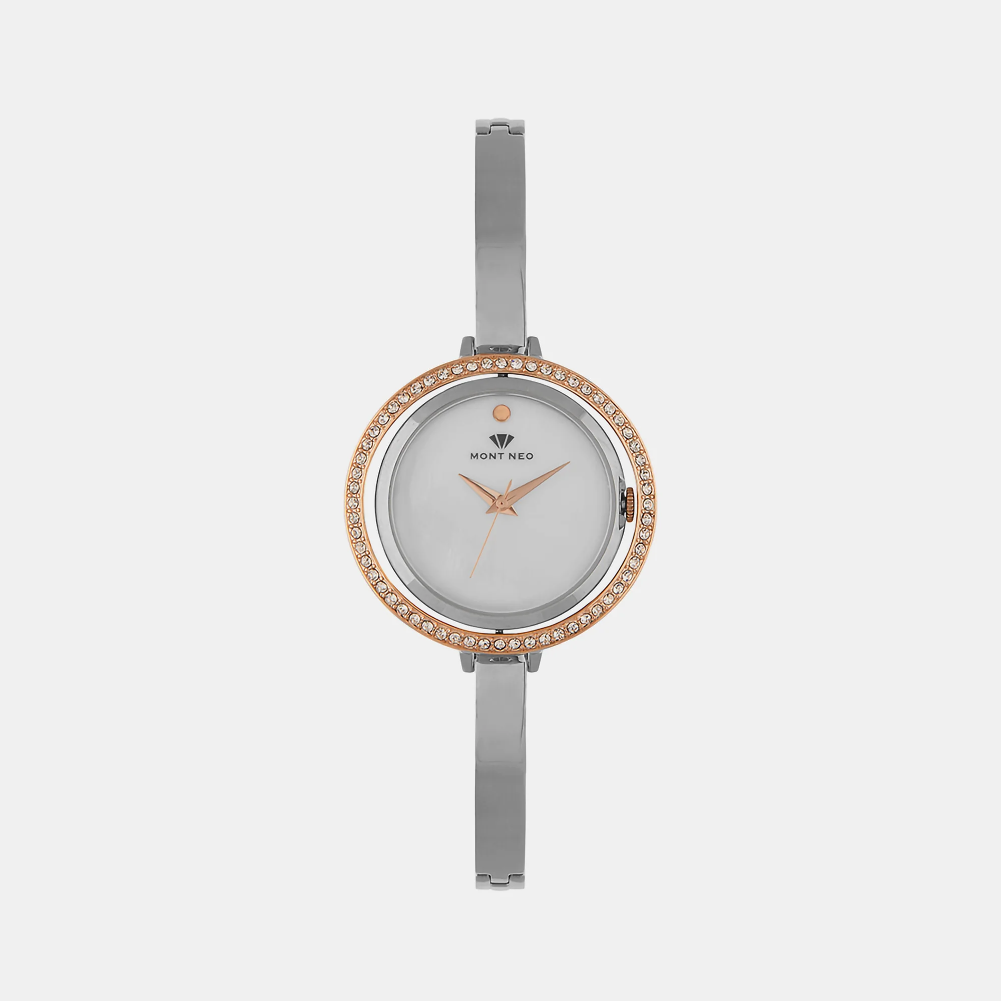 Women Quartz Grey Dial Analog Stainless Steel Watch 2012T-M1301