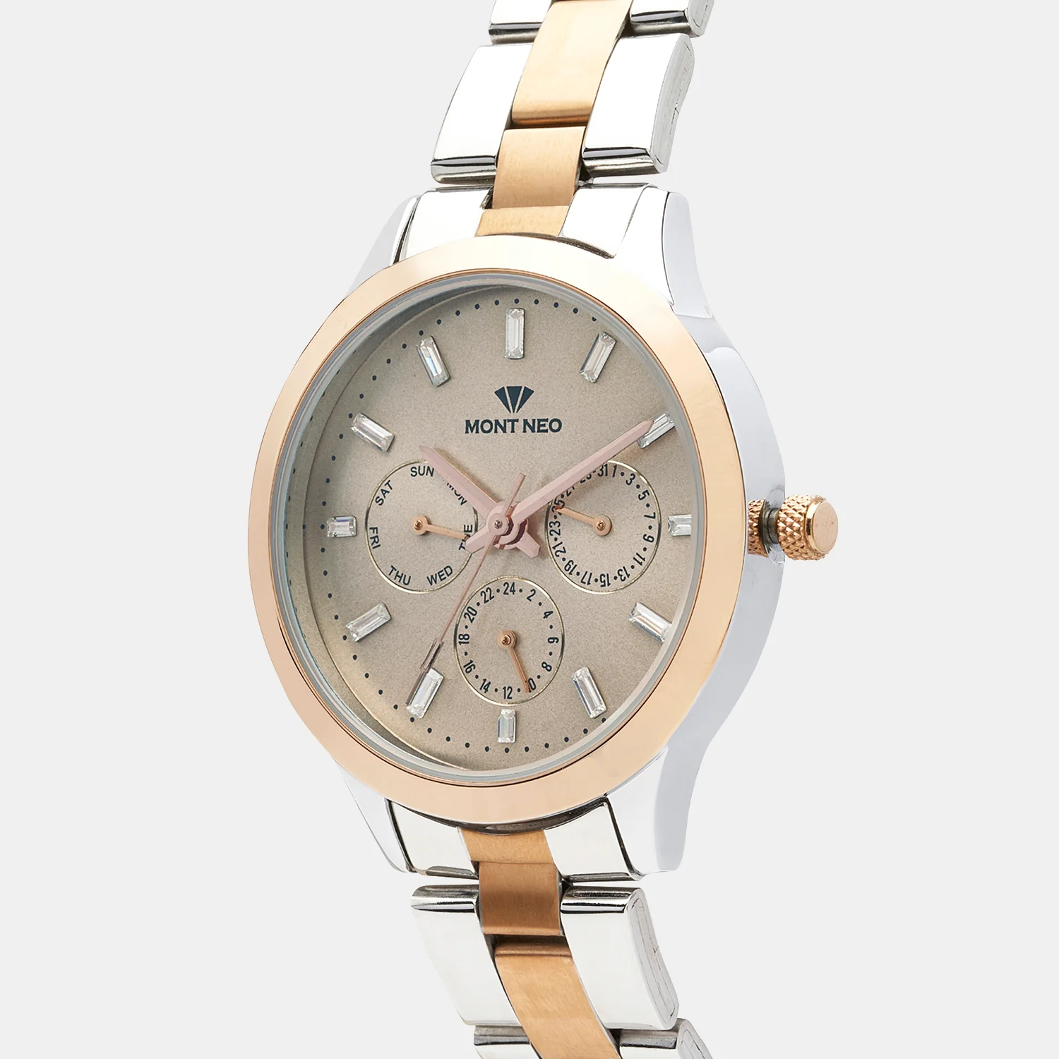Women Quartz Grey Dial Chronograph Metal Watch 9009M-M1315 - Image 2