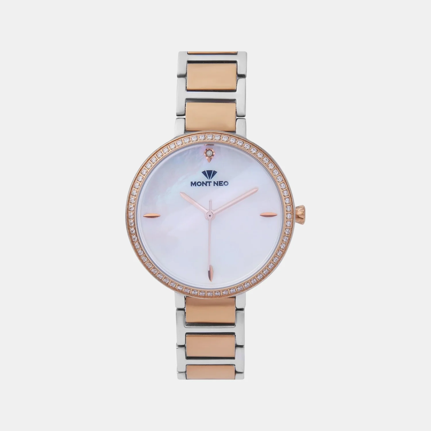 Women Quartz Mother Of Pearl Dial Analog Metal Watch 7507T-M3301