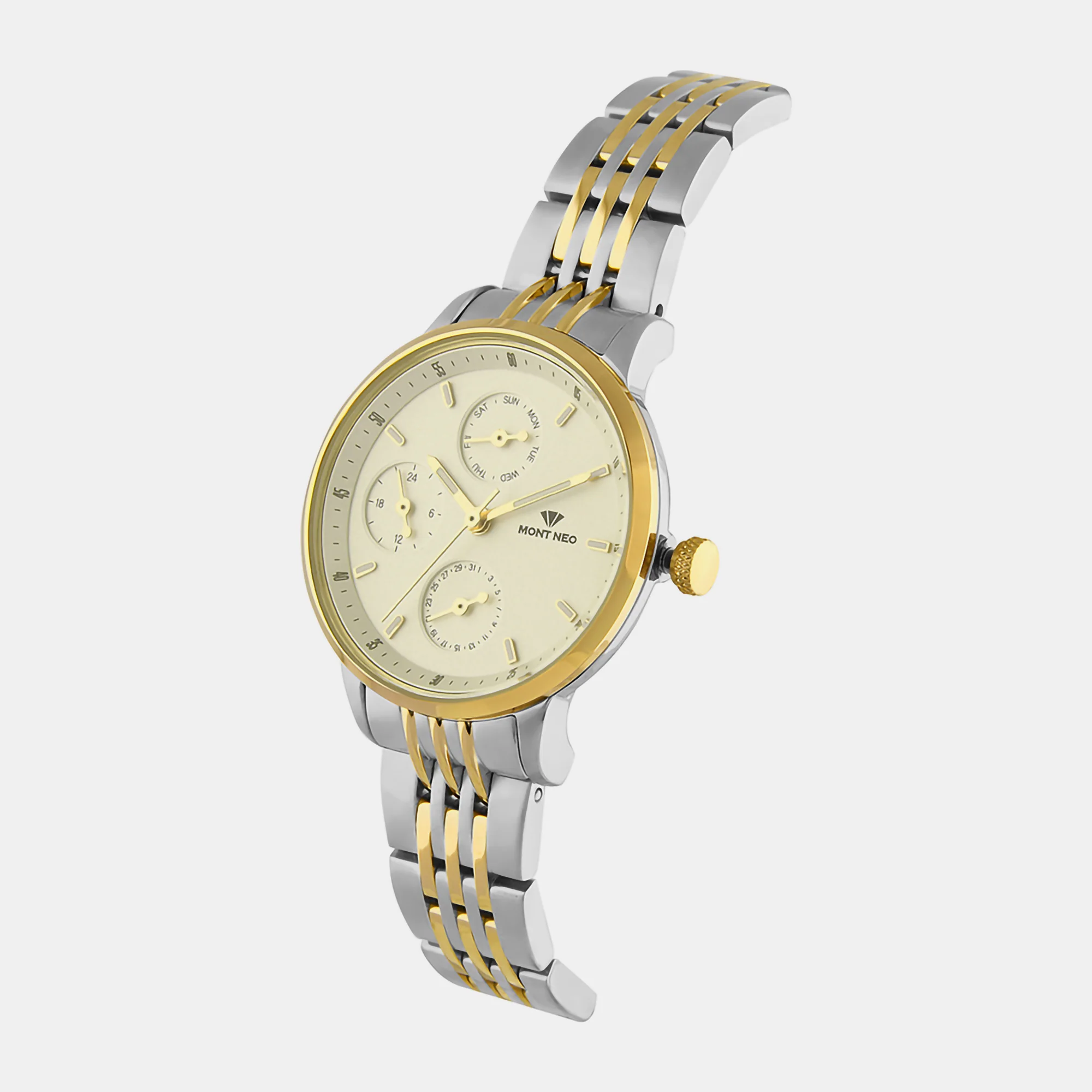 Women Quartz Silver Dial Chronograph Stainless Steel Watch L7005M-M1203 - Image 2