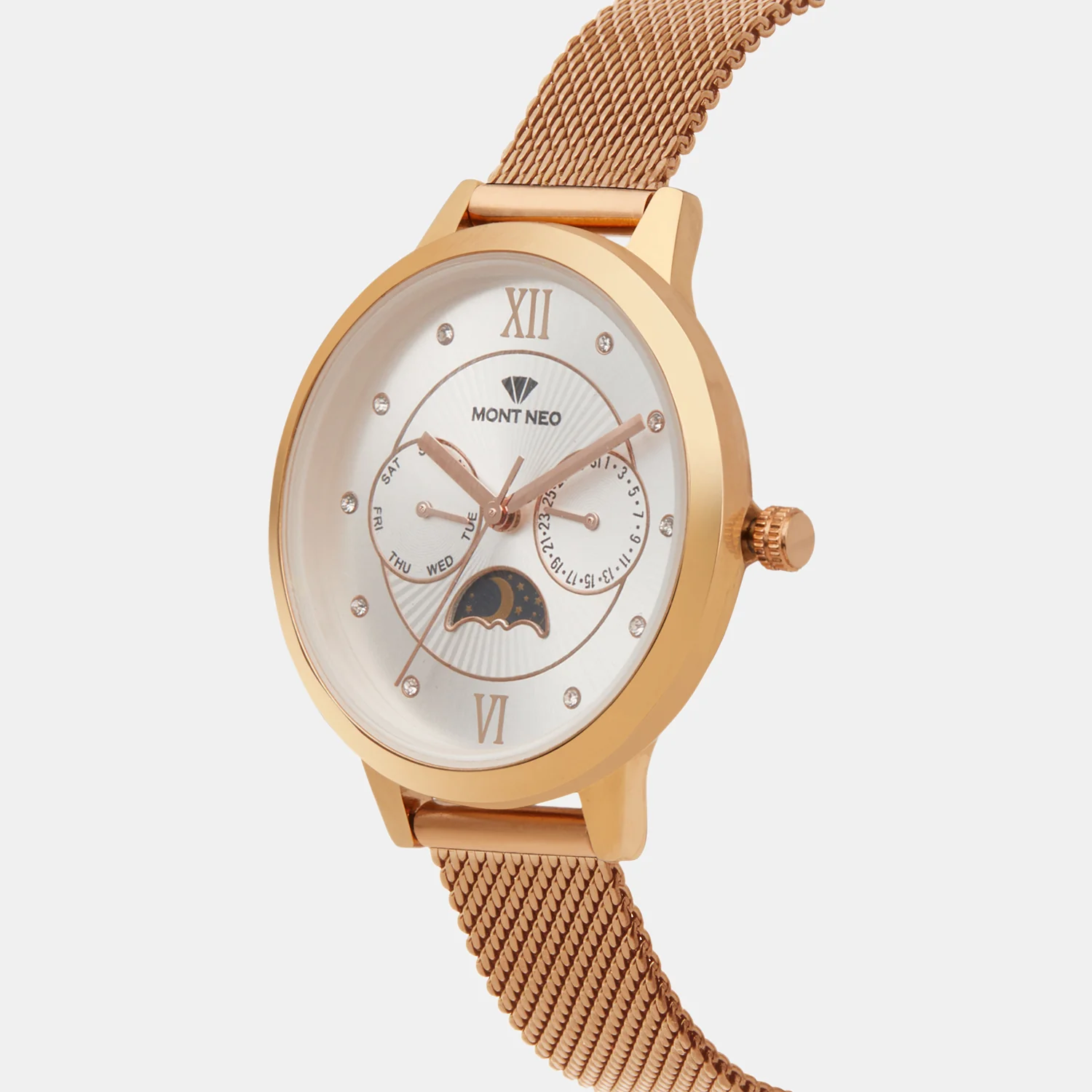 Women Quartz Silver Dial Multi-Function Mesh Watch 9003M-B3303 - Image 2