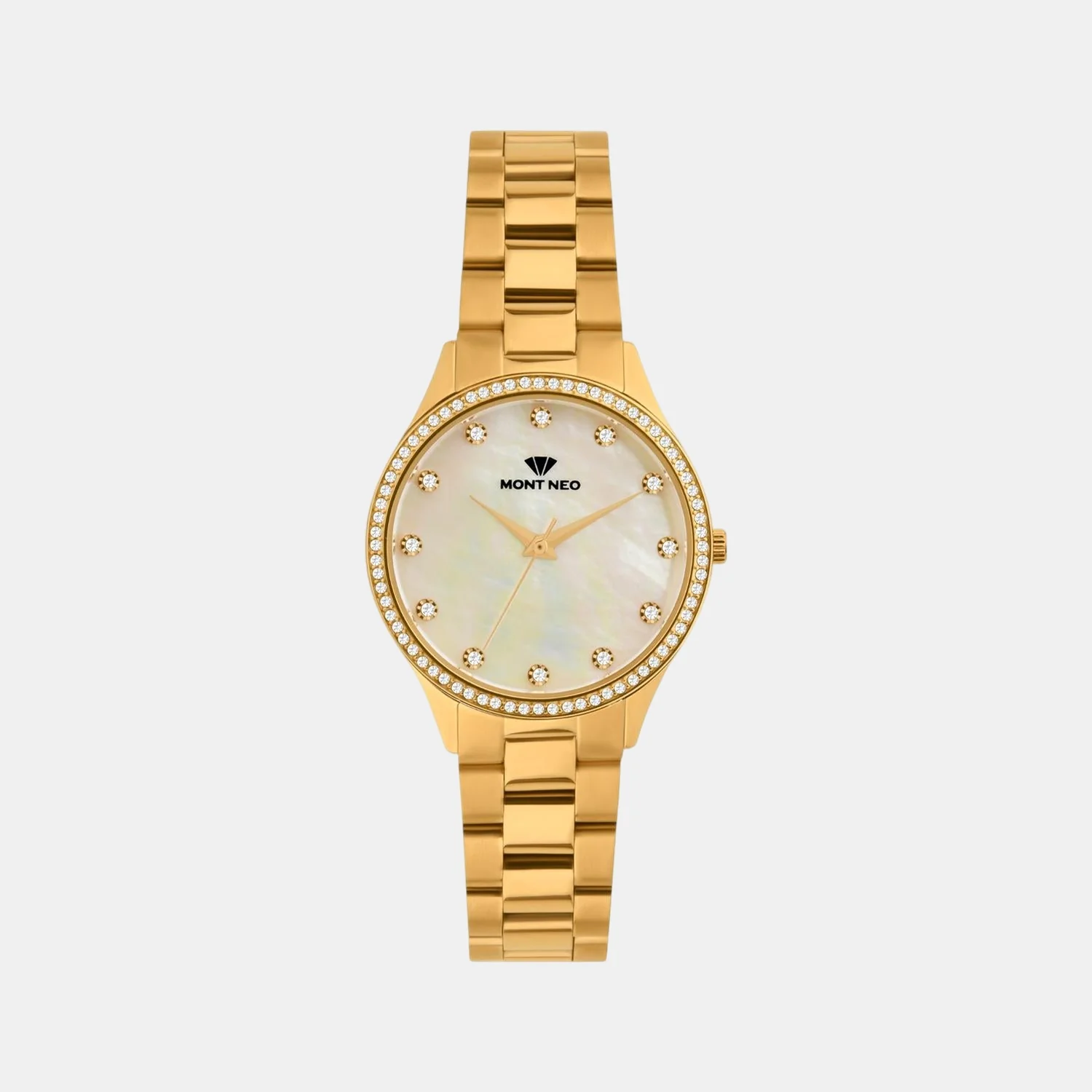 Women Quartz White Mother Of Pearl Dial Analog Metal Watch 4509B-M2201
