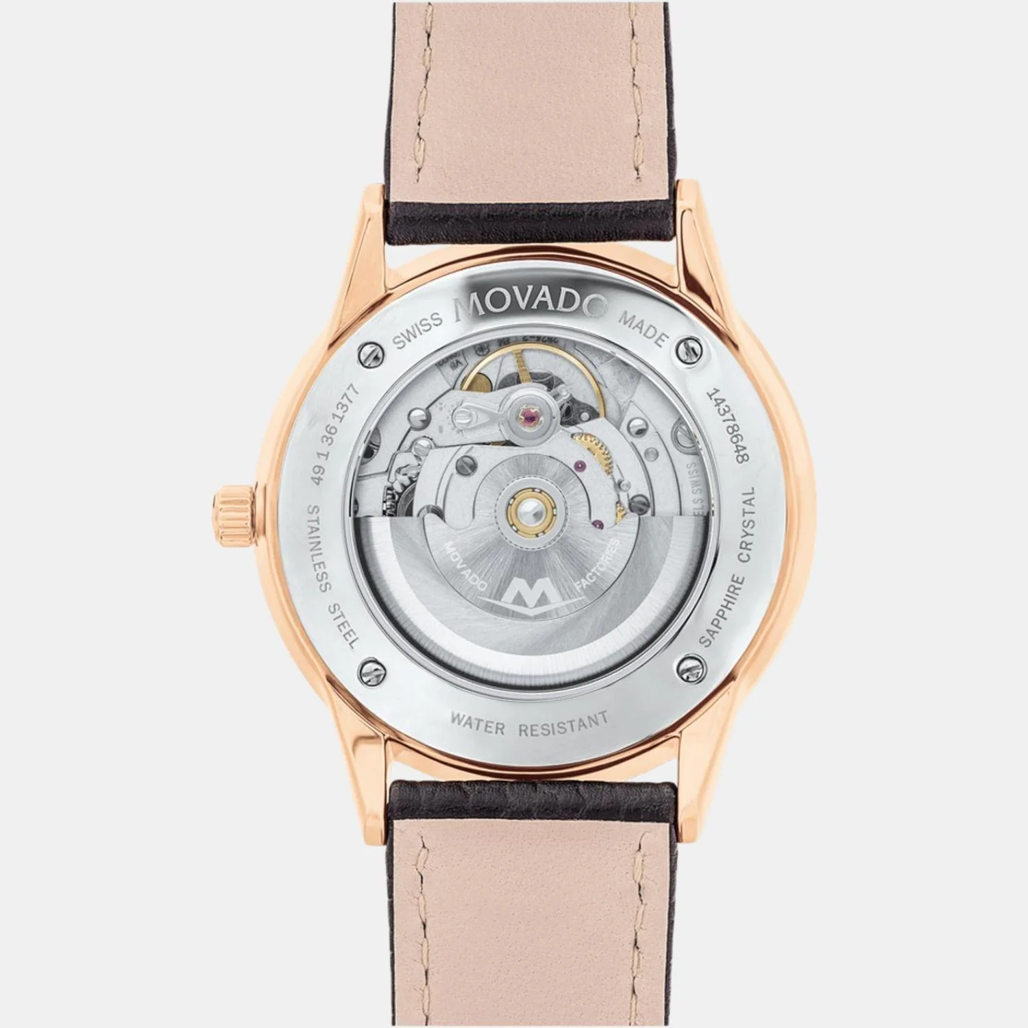 1881 Automatic Men Quartz Black Dial Analog Leather Watch 607457 - Image 3