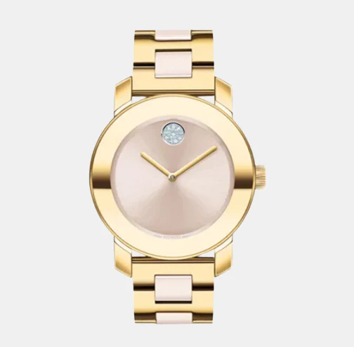 Bold Ceramic Women Quartz Pink Dial Analog Stainless Steel Watch 3600800 - Image 2