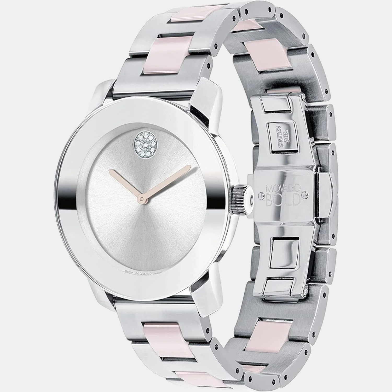 Bold Ceramic Women Quartz Silver Dial Analog Stainless Steel Watch 3600801 - Image 2