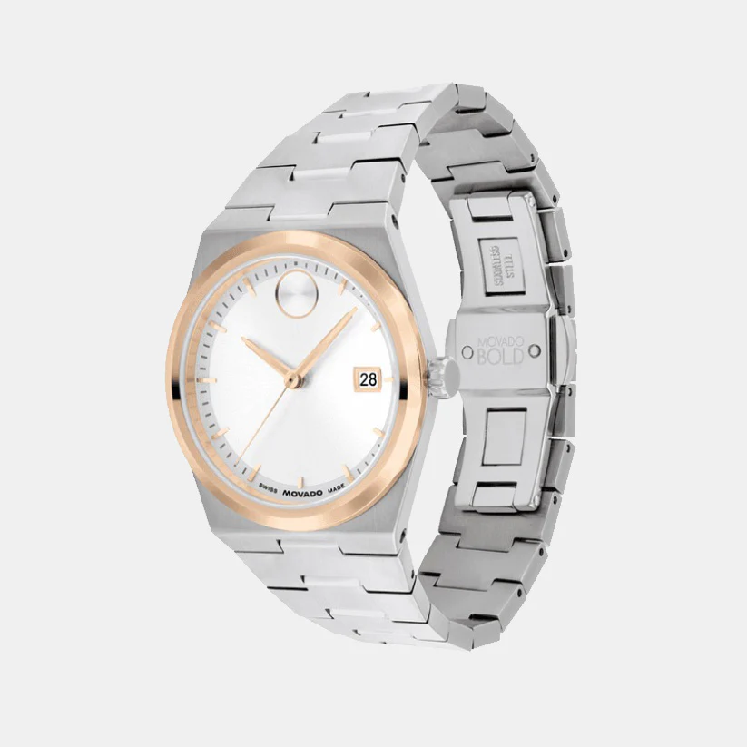 Bold Ceramic Women Quartz White Dial Analog Stainless Steel Watch 3600946 - Image 2