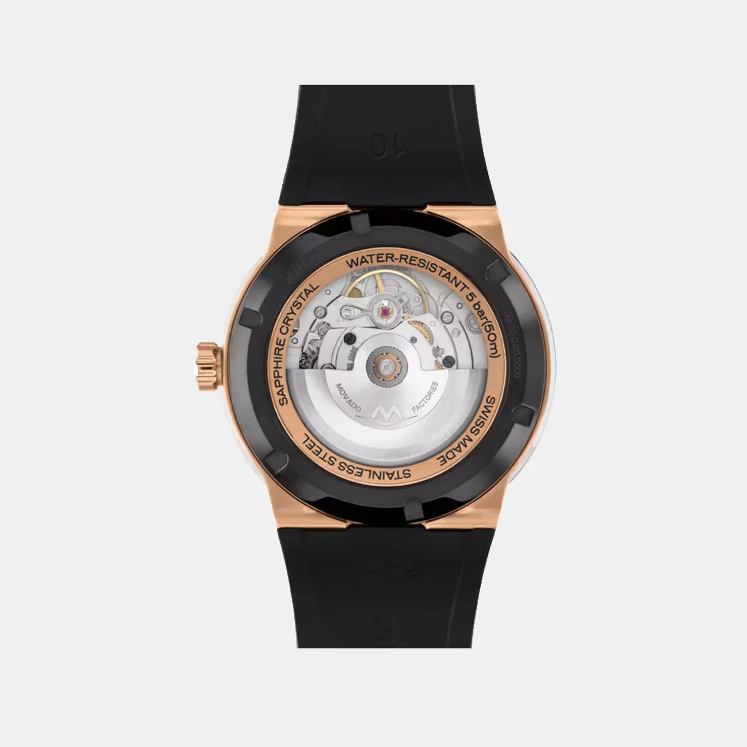 Bold Fusion Men Quartz Black And Rose Gold Transparent Dial Analog Rubber Watch 3600947 - Image 4