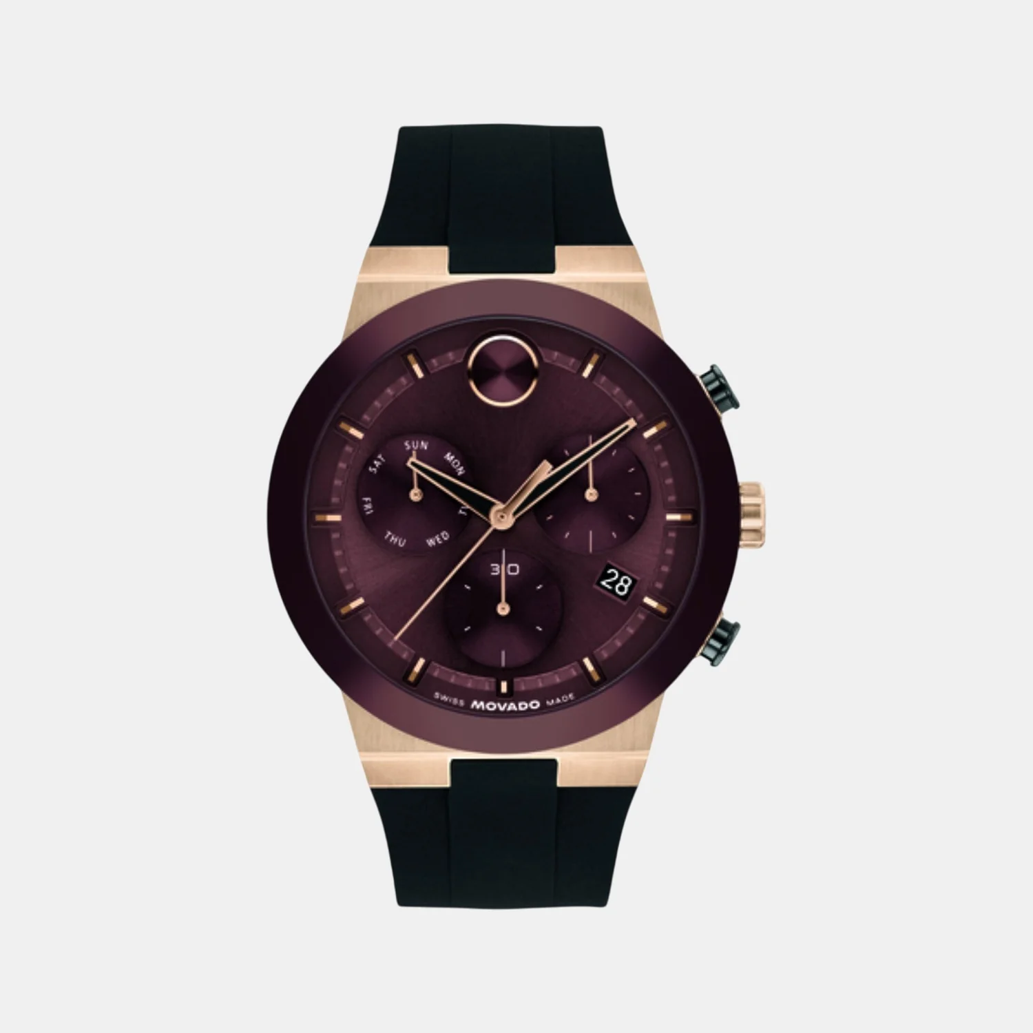Bold Men Quartz Burgundy Dial Chronograph Silicone Watch 3601332