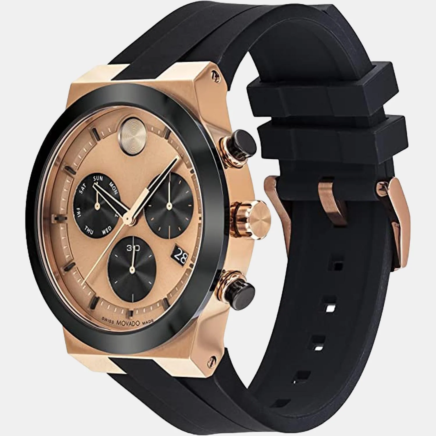 Bold Fusion Men Quartz Rose Gold Dial Chronograph Silicone Watch 3600854 - Image 2