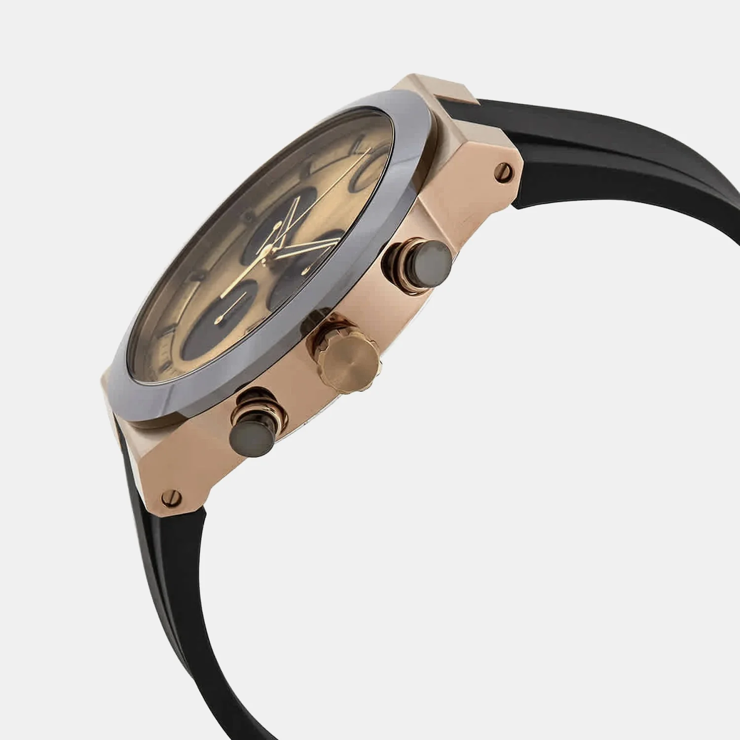 Bold Fusion Men Quartz Rose Gold Dial Chronograph Silicone Watch 3600854 - Image 5