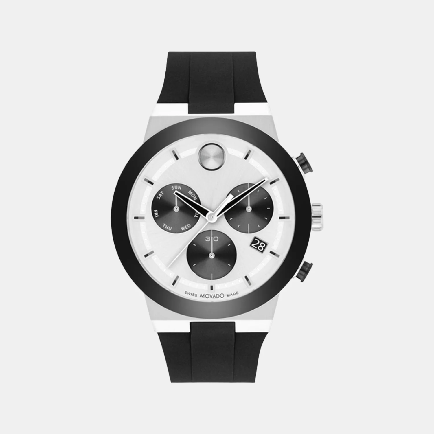 Bold Fusion Men Quartz Silver Dial Chronograph Silicone Watch 3600894