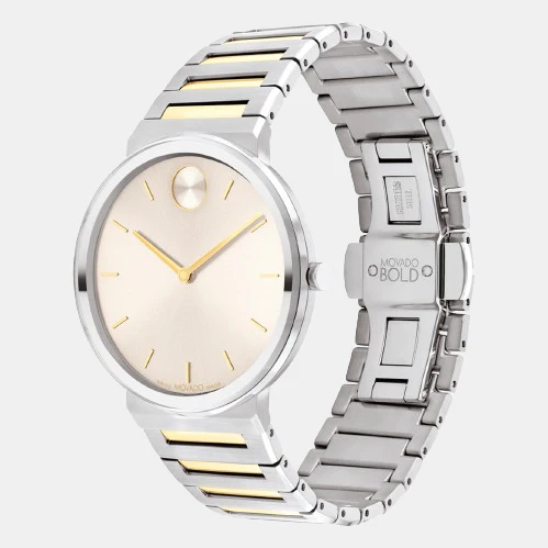 Bold Men Quartz Beige Dial Analog Stainless Steel Watch 3601075 - Image 3