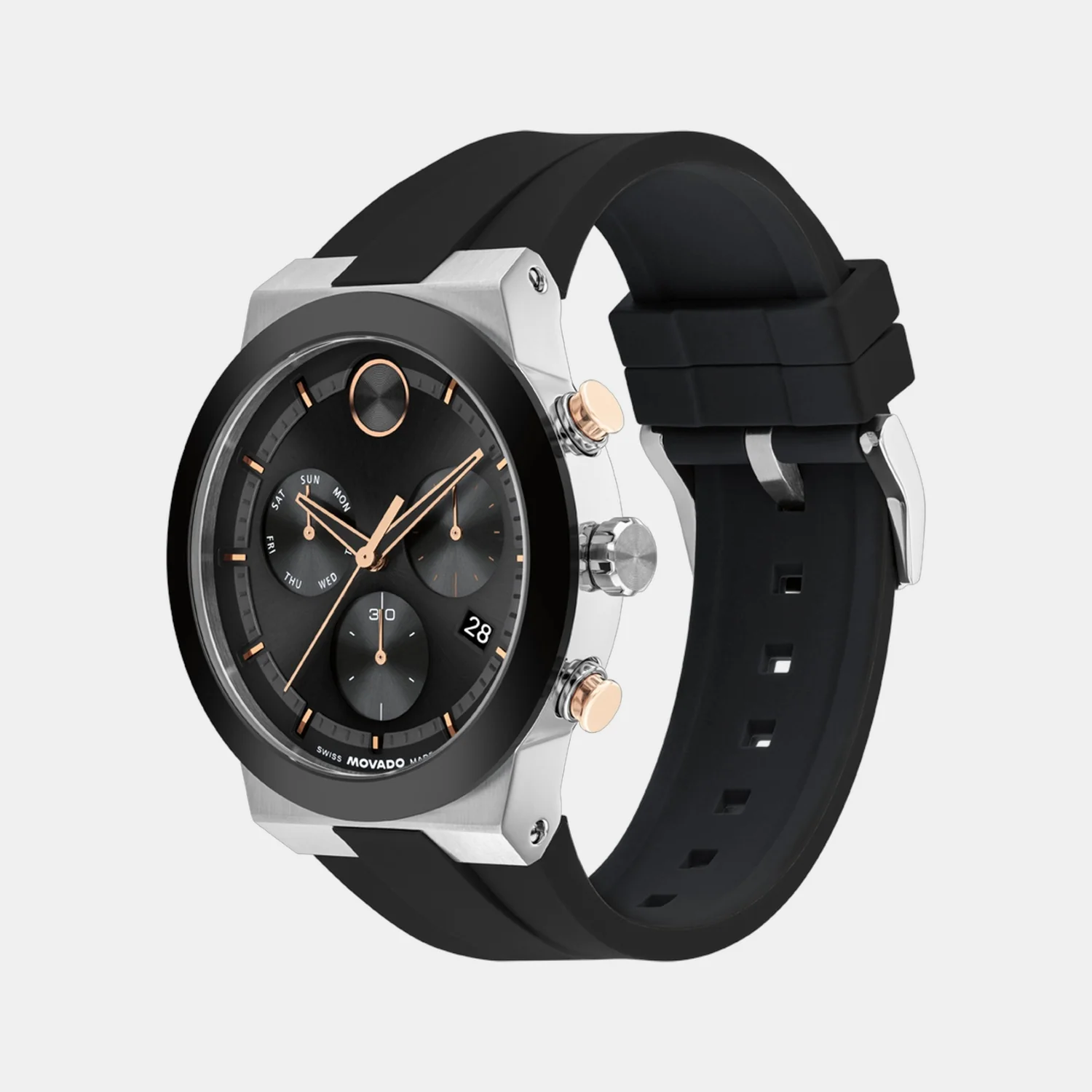 Bold Men Quartz Black Dial Chronograph Silicone Watch 3601330 - Image 3