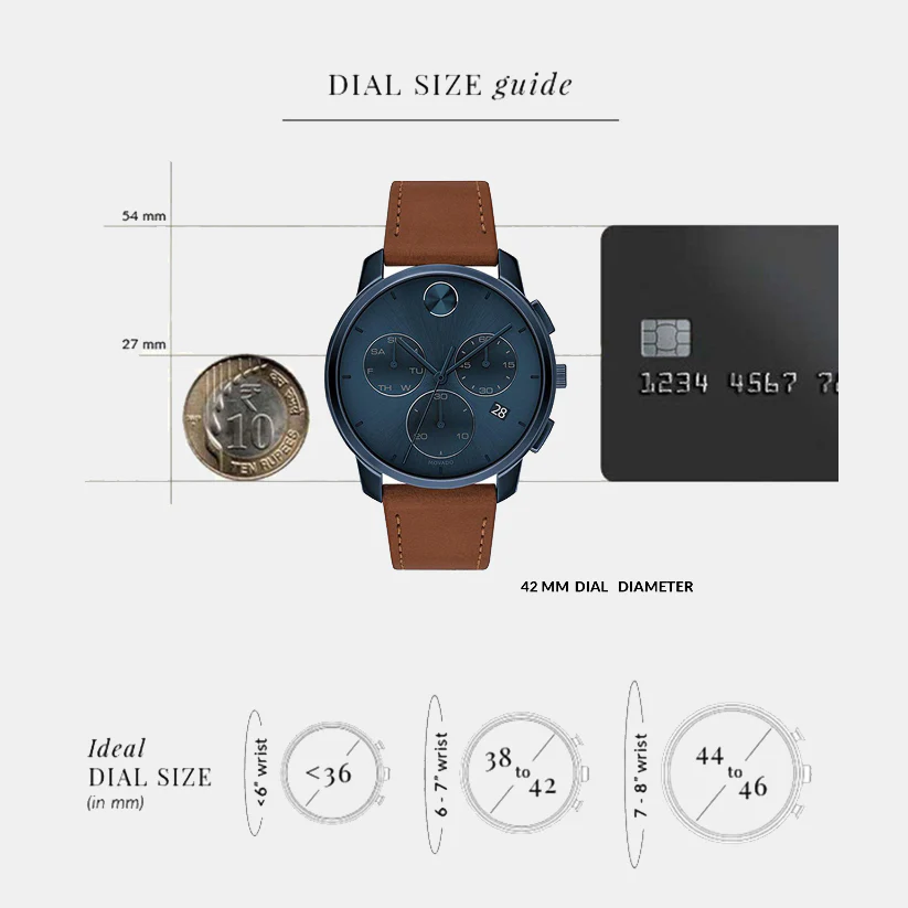 Bold Men Quartz Blue Dial Chronograph Leather Watch 3600630 - Image 4