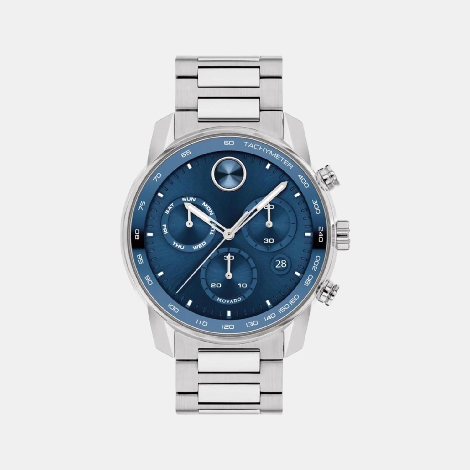Bold Men Quartz Blue Dial Chronograph Stainless Steel Watch 3600740 - Image 2