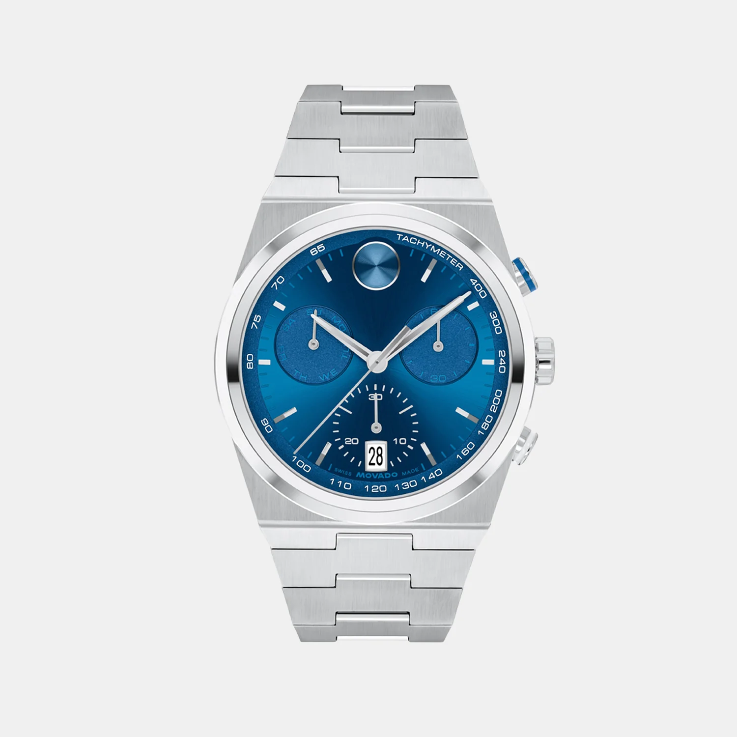 Bold Men Quartz Blue Dial Chronograph Stainless Steel Watch 3601199