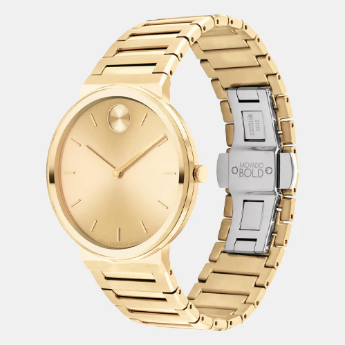 Bold Men Quartz Gold Dial Analog Stainless Steel Watch 3601081 - Image 3