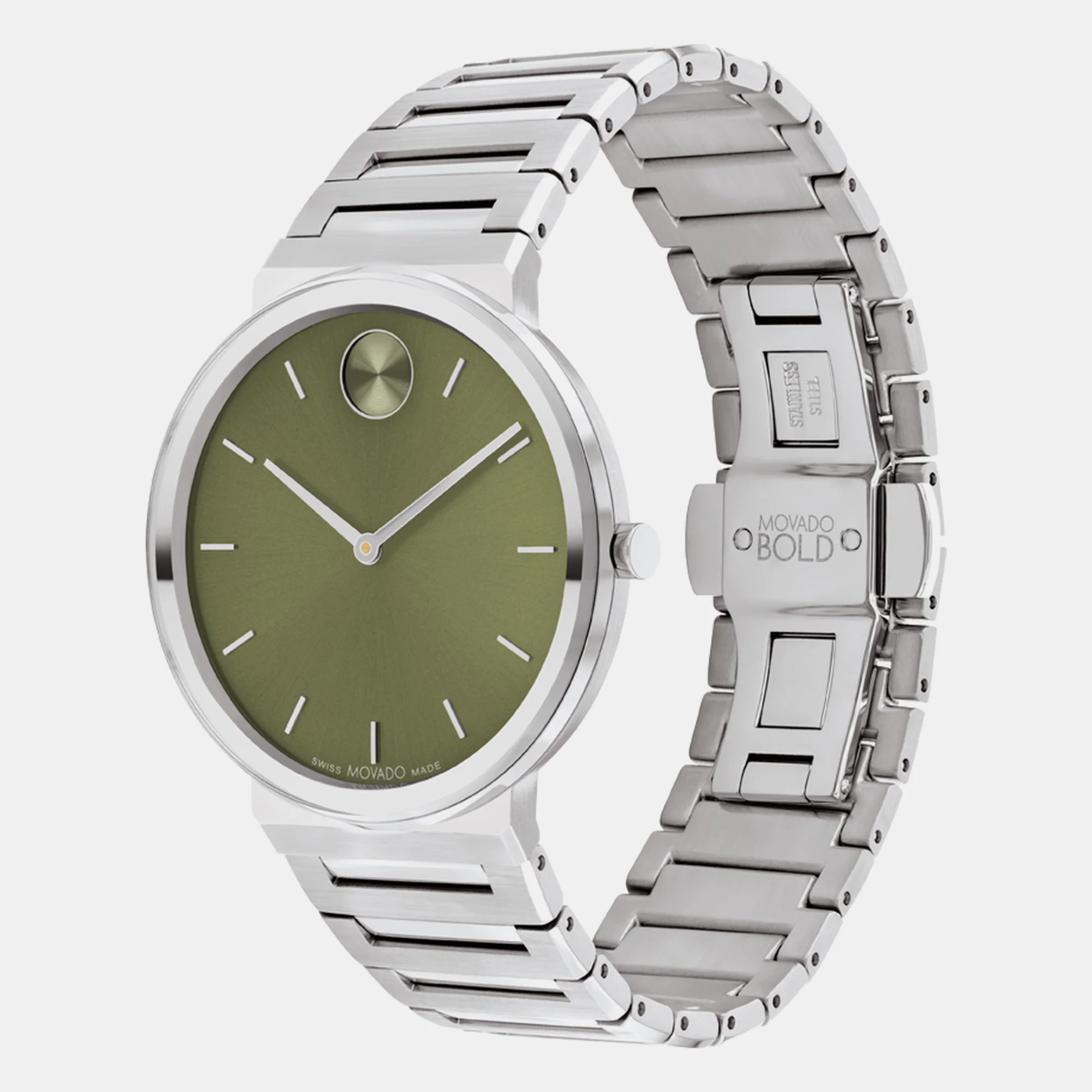 Bold Men Quartz Green Dial Analog Stainless Steel Watch 3601074 - Image 3