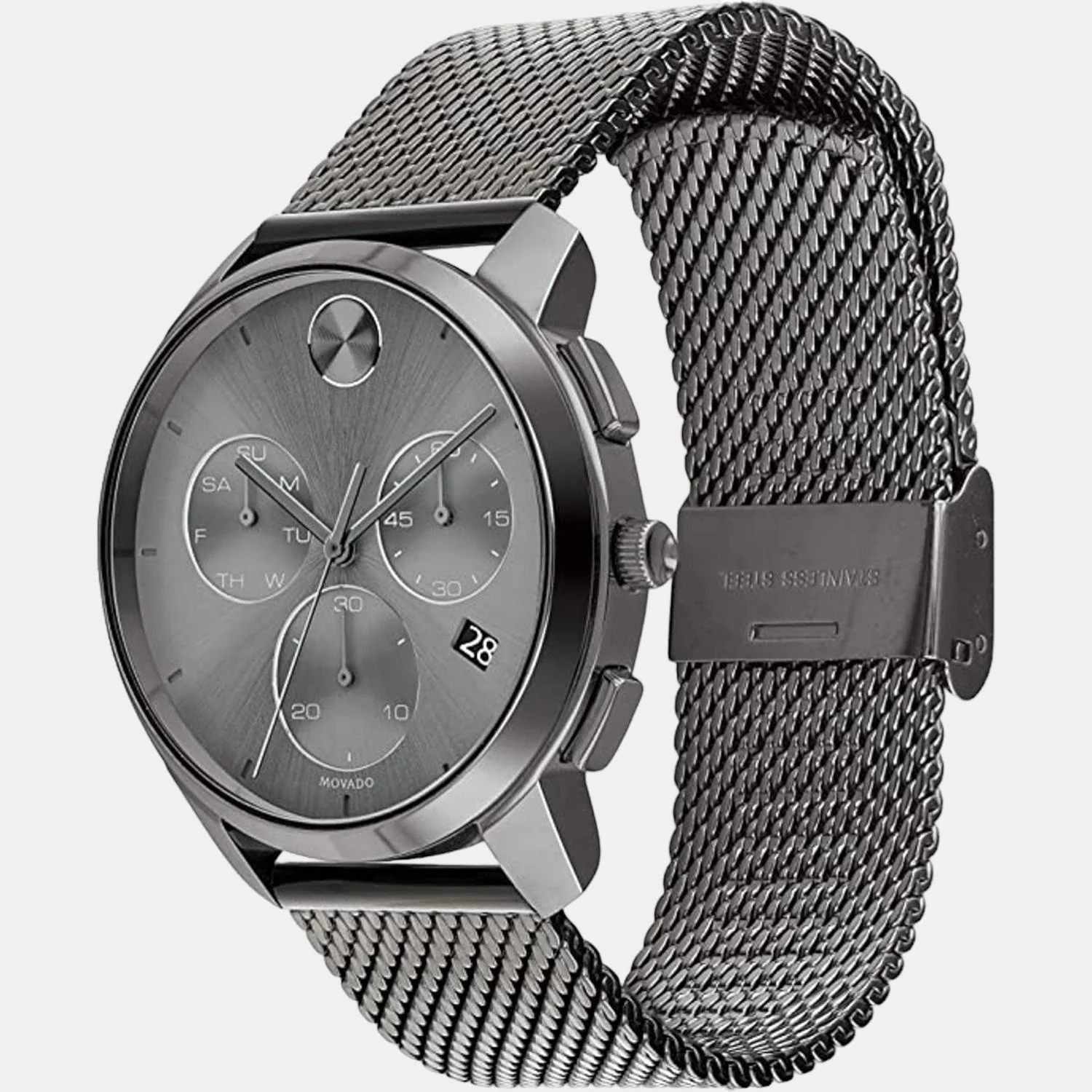 Bold Men Quartz Grey Dial Chronograph Stainless Steel Watch 3600635 - Image 2