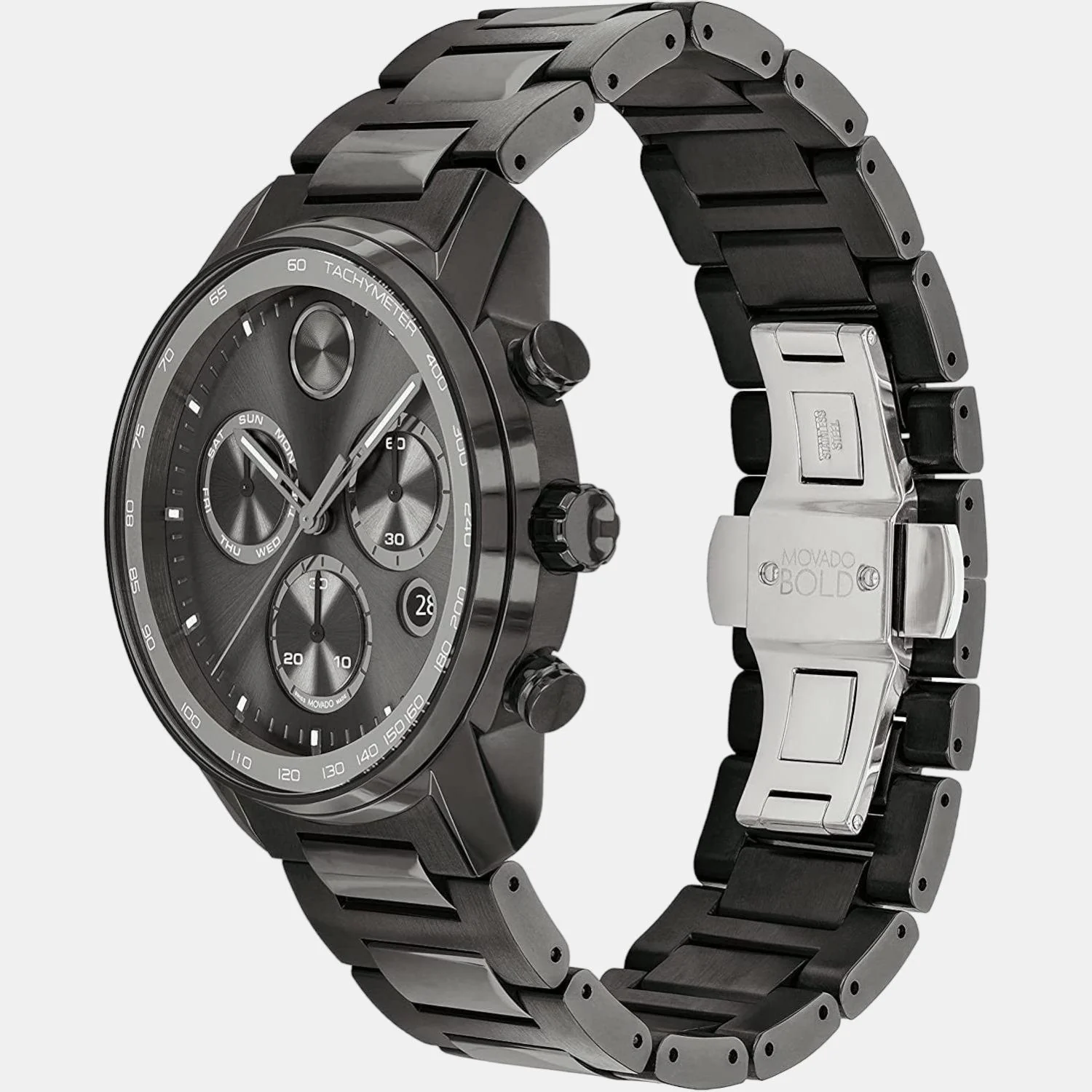 Bold Men Quartz Grey Dial Chronograph Stainless Steel Watch 3600743 - Image 2
