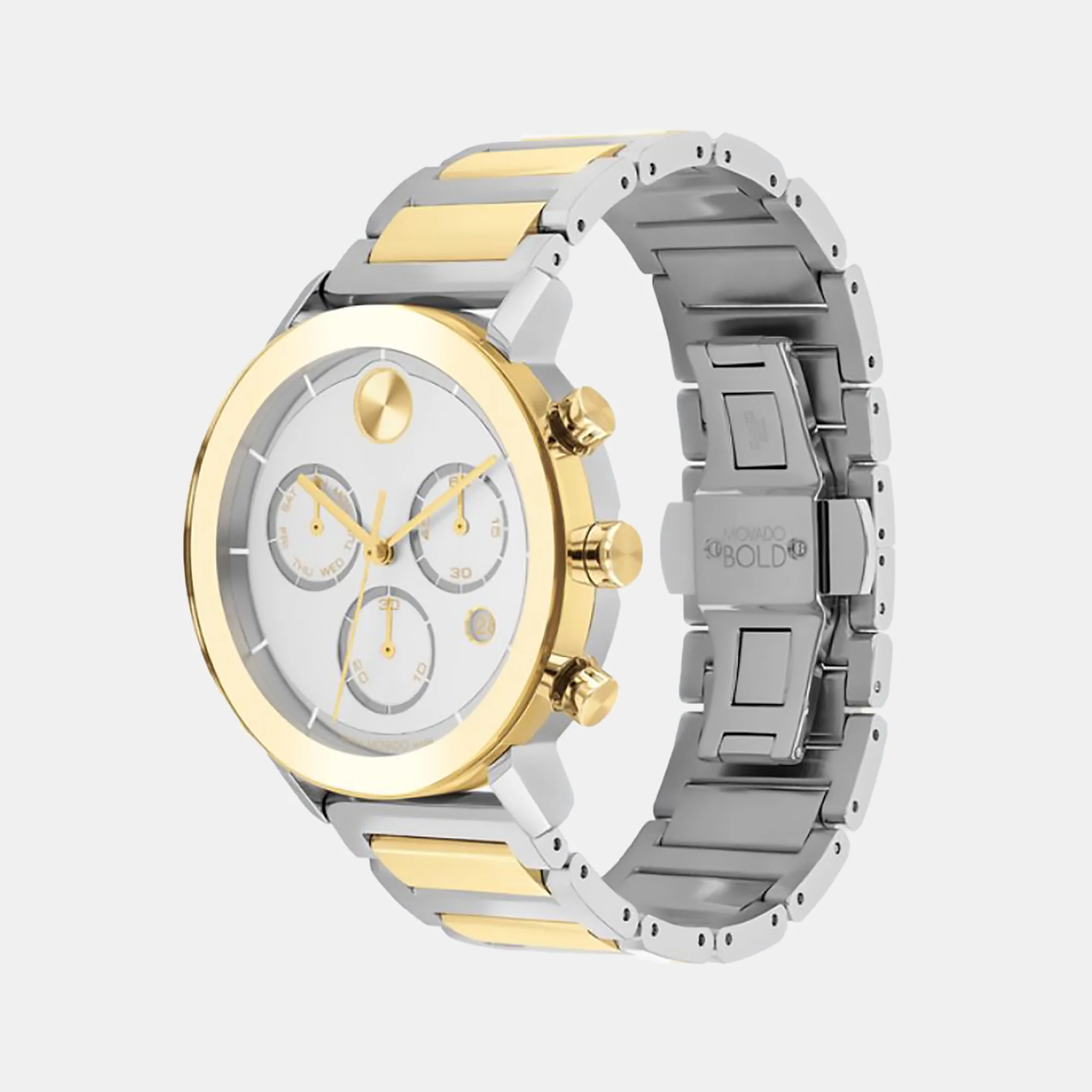 Bold Men Quartz Silver Dial Chronograph Stainless Steel Watch 3600888 - Image 3