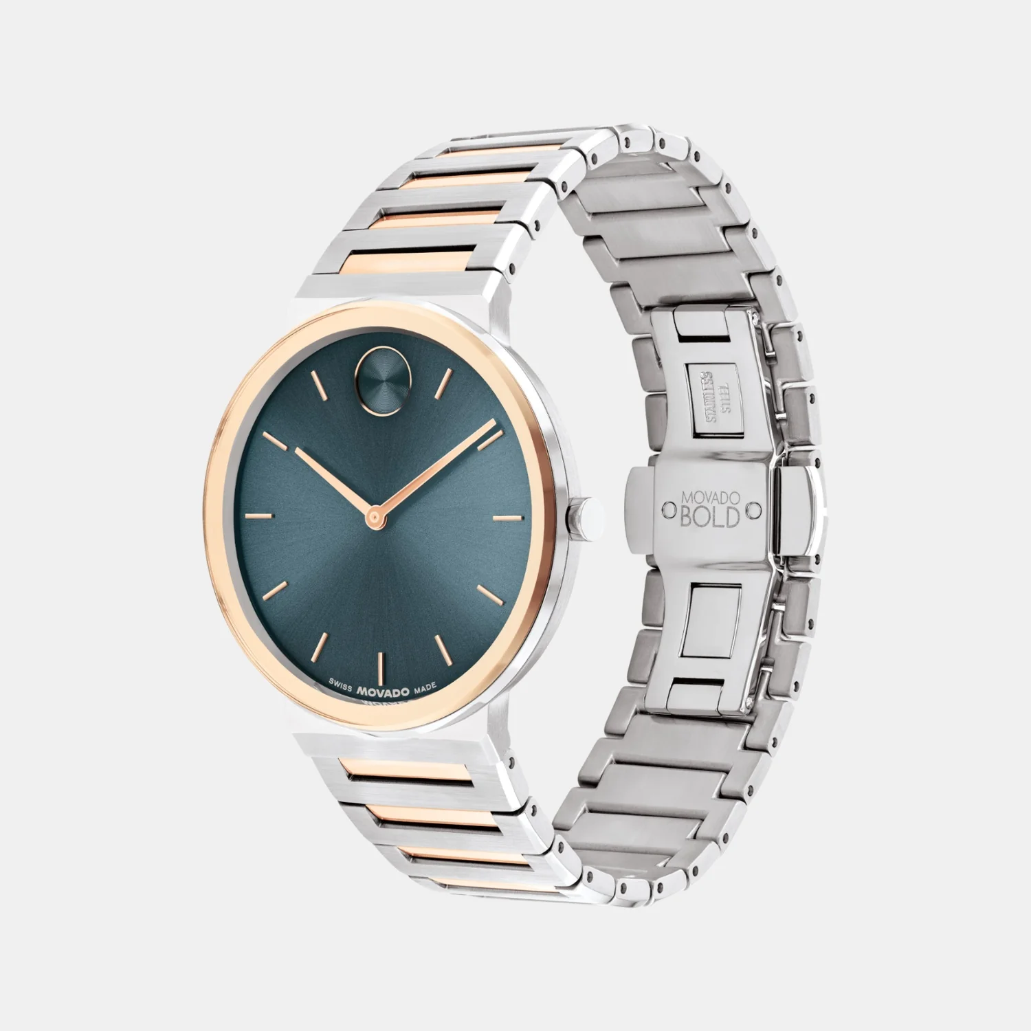 Bold Men Quartz Teal Dial Analog Stainless Steel Watch 3601268 - Image 3