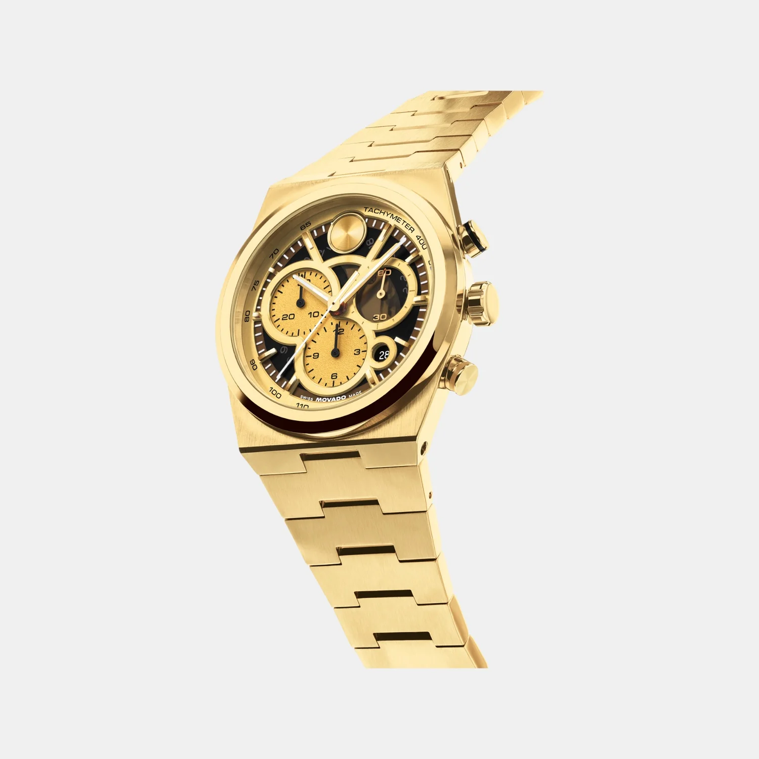 Bold Men Quartz Yellow Light & Black Dial Chronograph Stainless Steel Watch 3601185 - Image 2