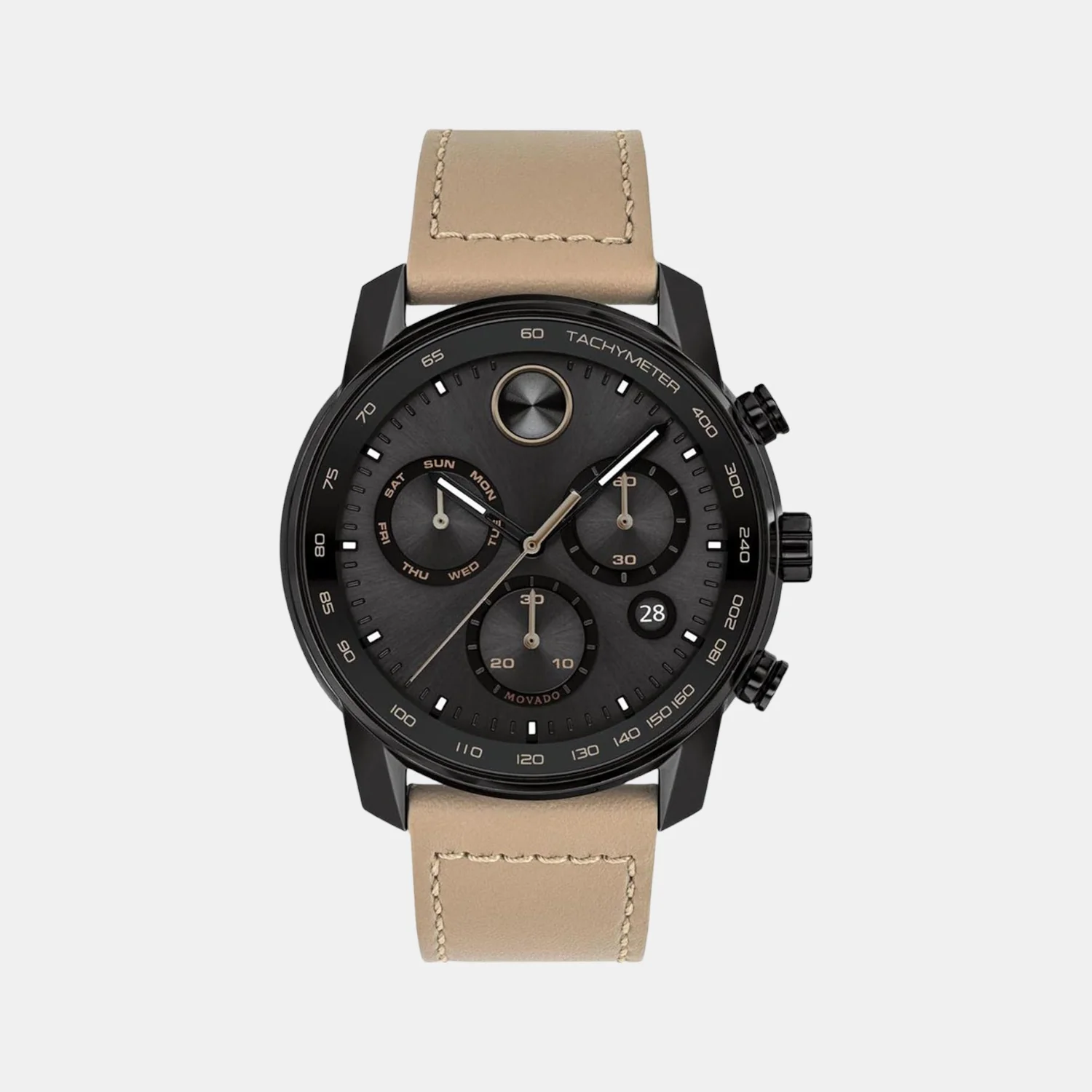 Bold Verso Men Quartz Black Dial Chronograph Leather Watch 3600738