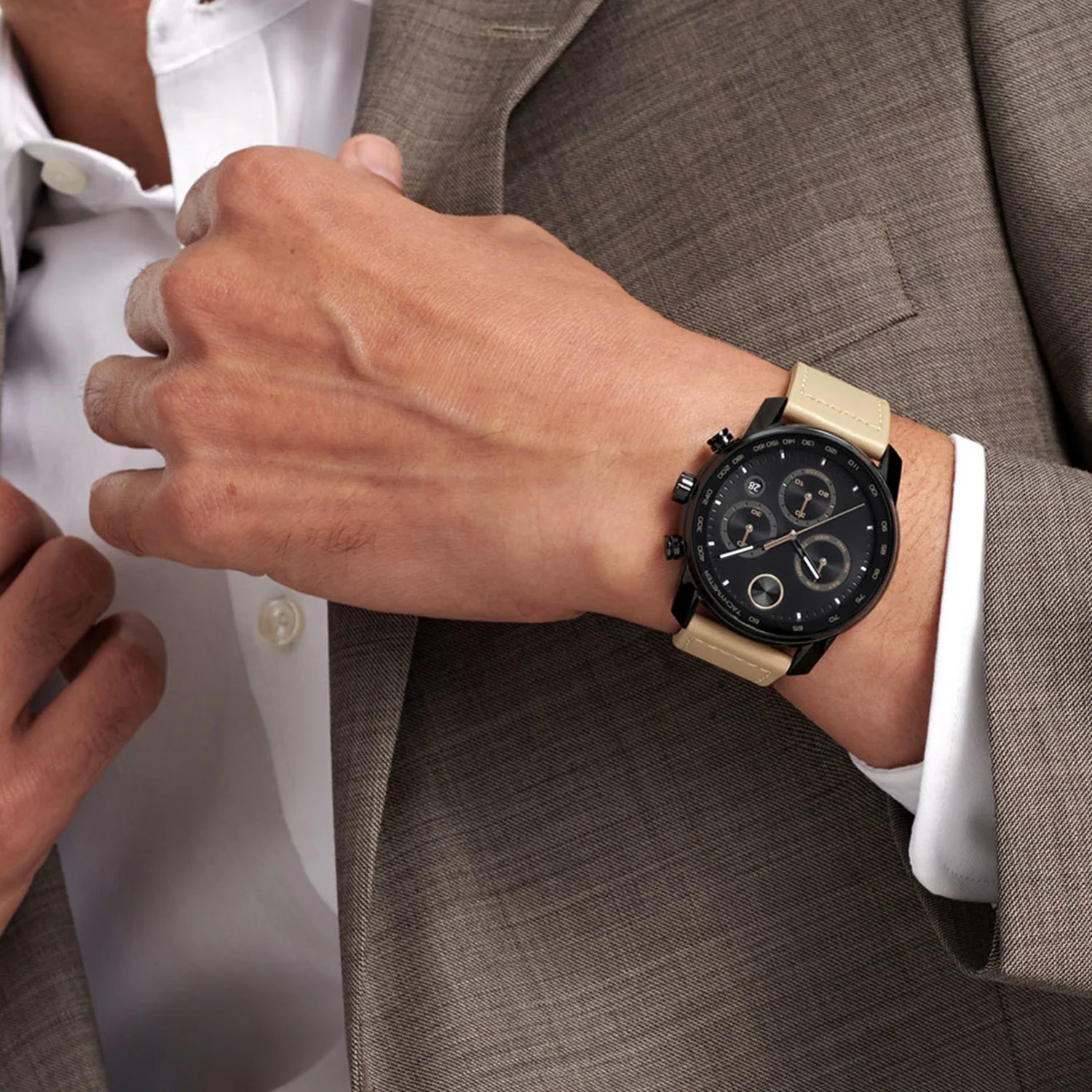 Bold Verso Men Quartz Black Dial Chronograph Leather Watch 3600738 - Image 2