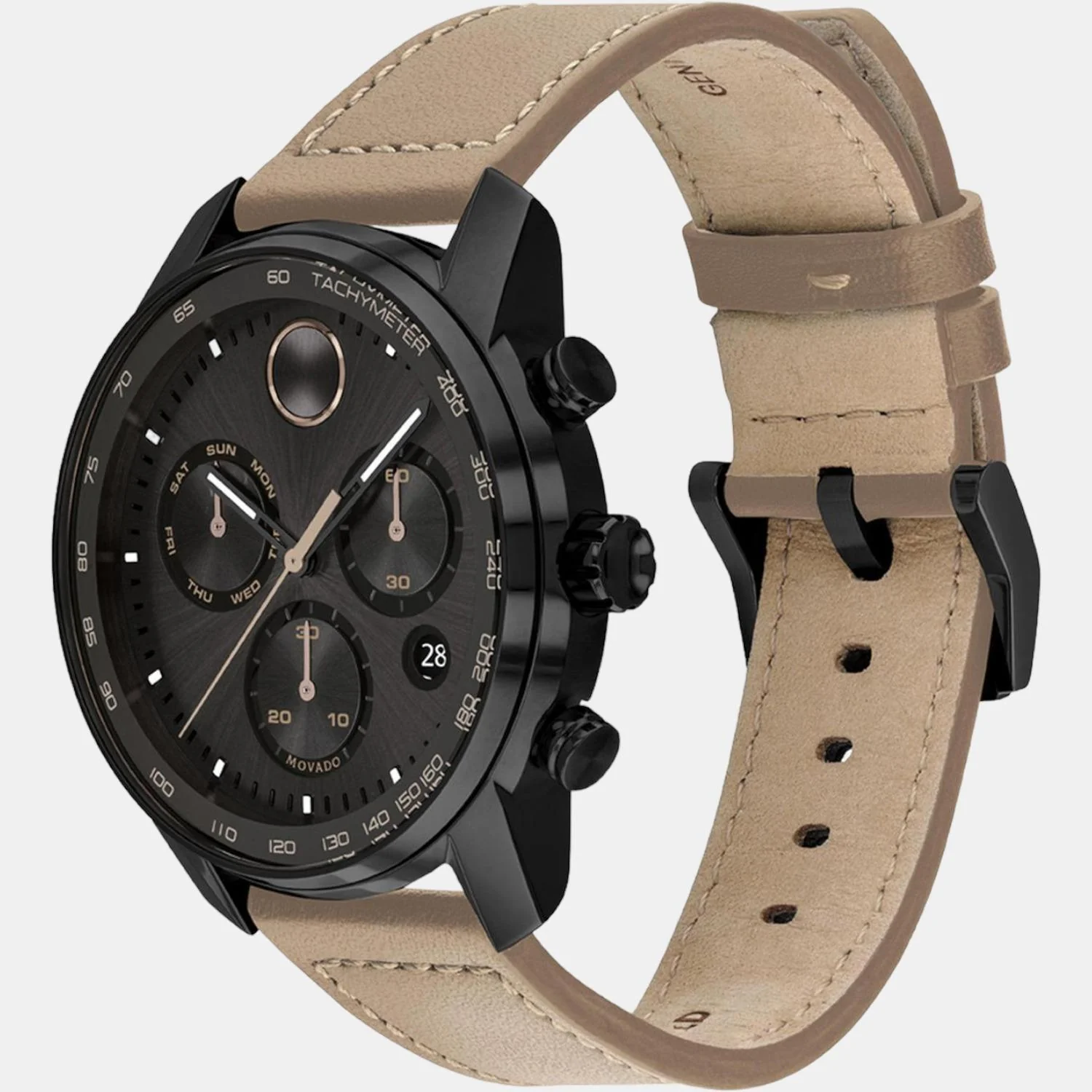Bold Verso Men Quartz Black Dial Chronograph Leather Watch 3600738 - Image 3