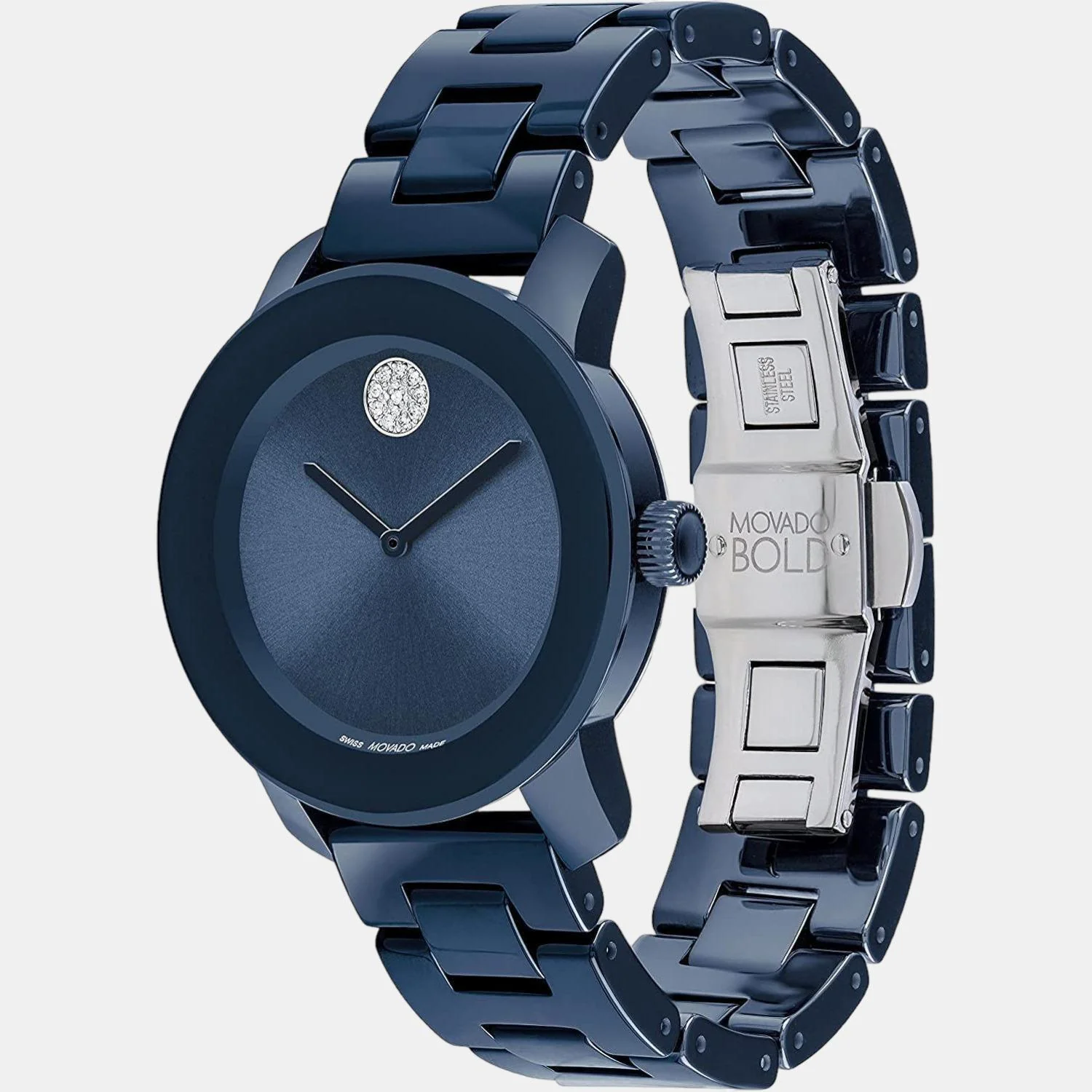 Bold Women Quartz Blue Dial Analog Stainless Steel Watch 3600805 - Image 2