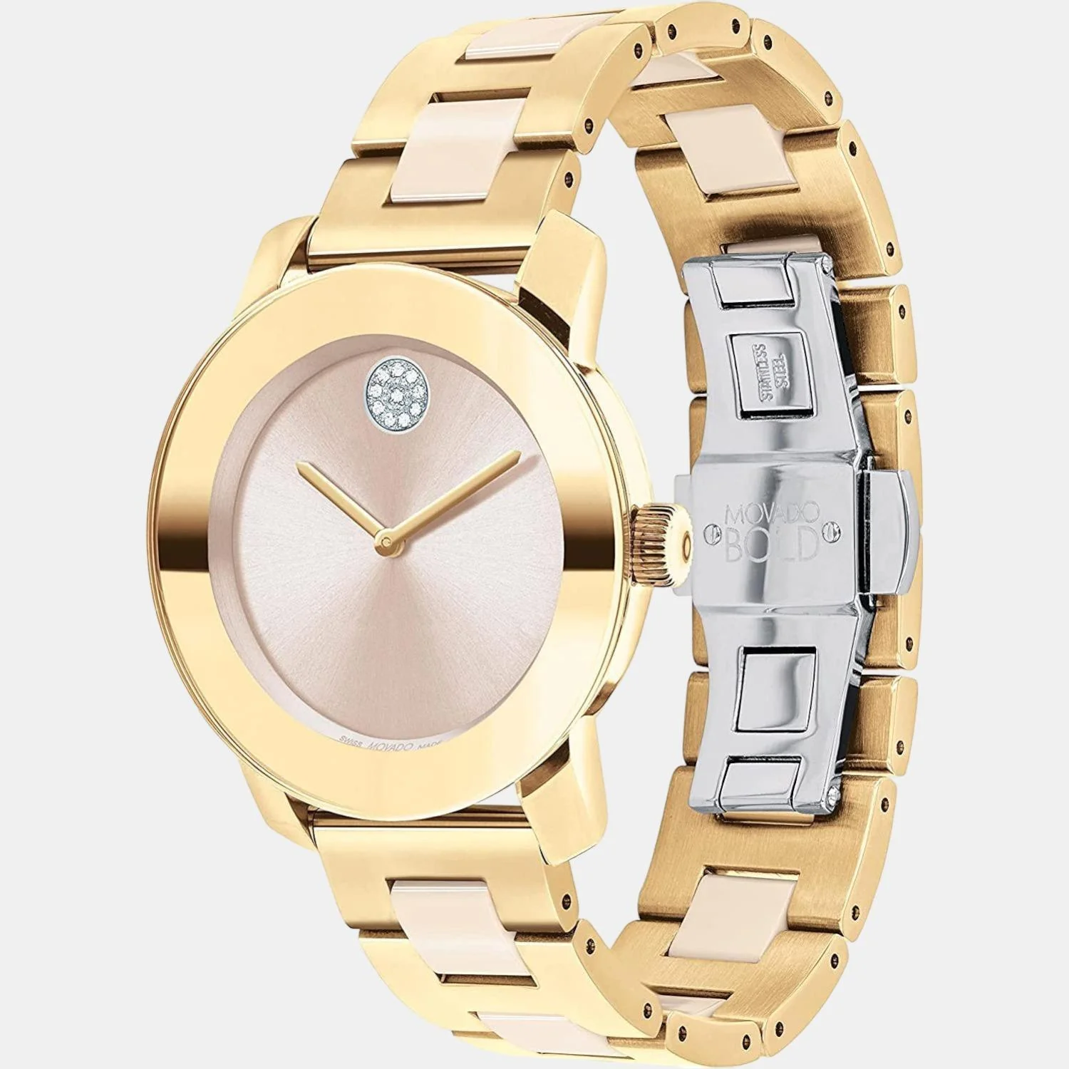Bold Women Quartz Pink Dial Analog Stainless Steel Watch 3600640 - Image 2