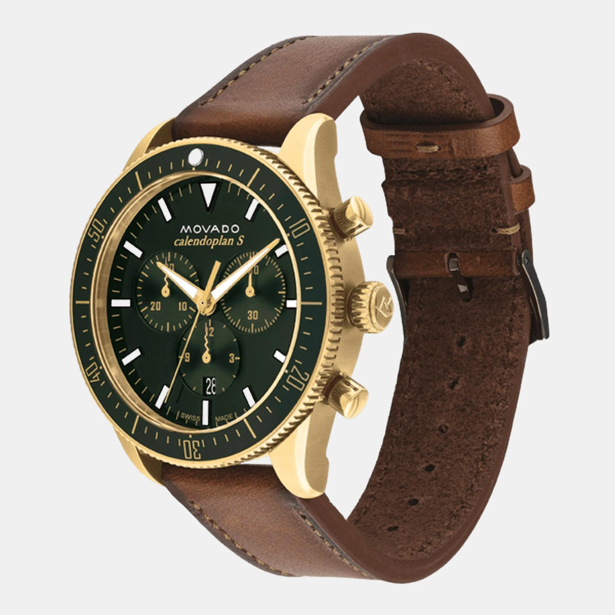 Calendoplan S Heritage Men Quartz Green Dial Chronograph Leather Watch 3650122 - Image 3