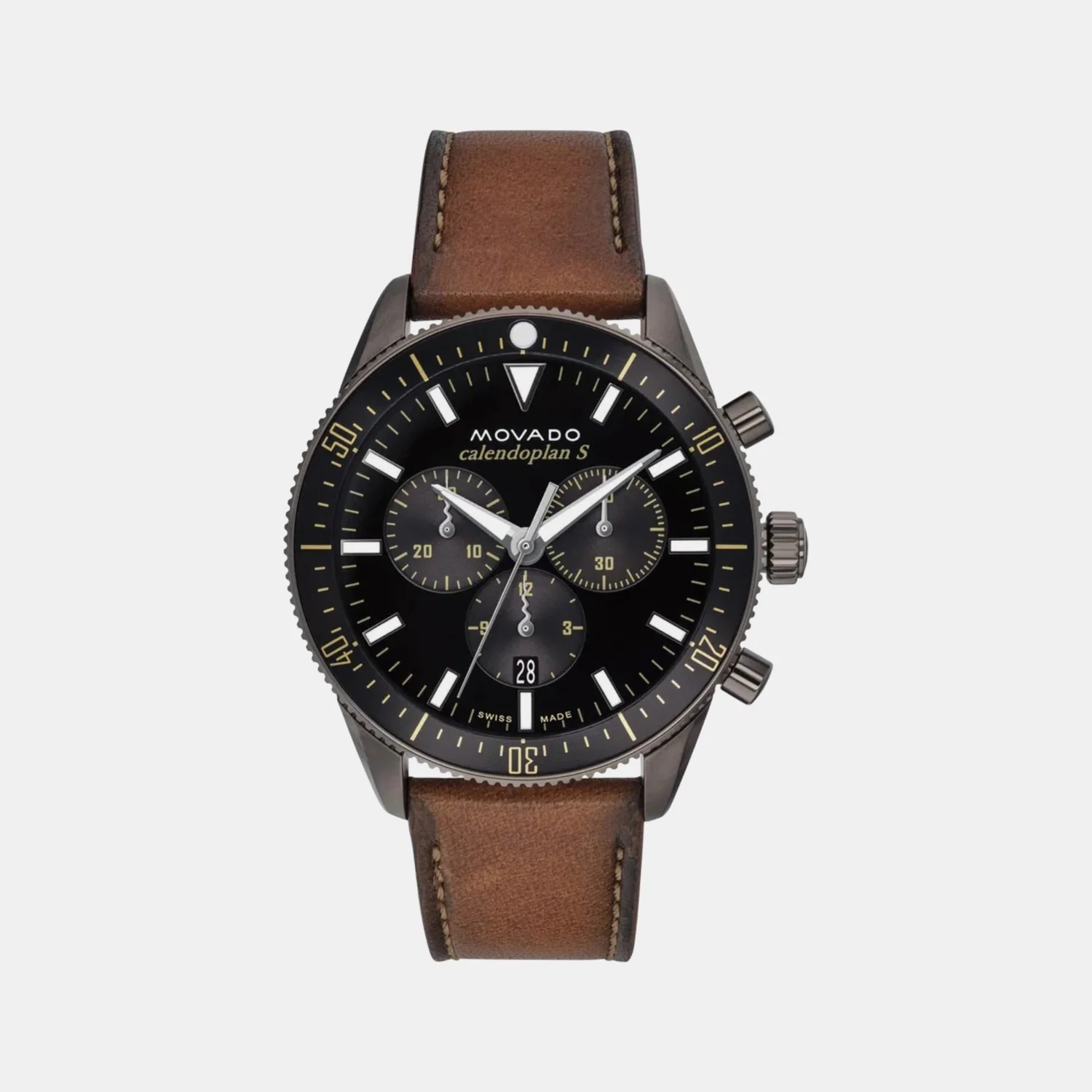 Heritage Men Quartz Black Dial Chronograph Leather Watch 3650123