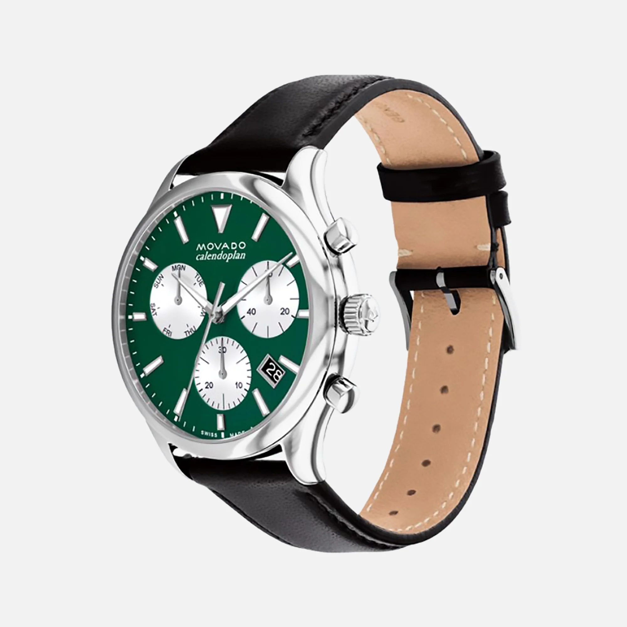 Calendoplan Heritage Men Quartz Green Dial Chronograph Leather Watch 3650149 - Image 3