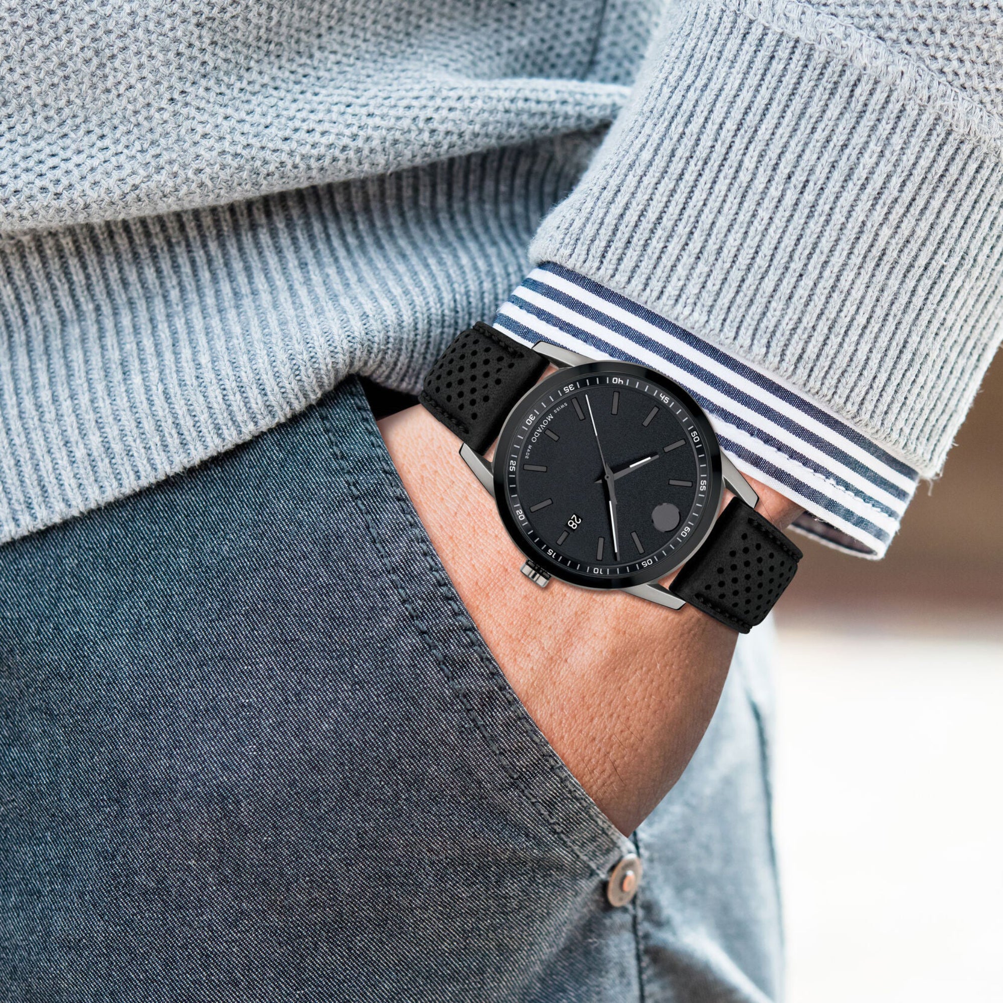 Museum Men Quartz Black Dial Analog Leather Watch 607559 - Image 3