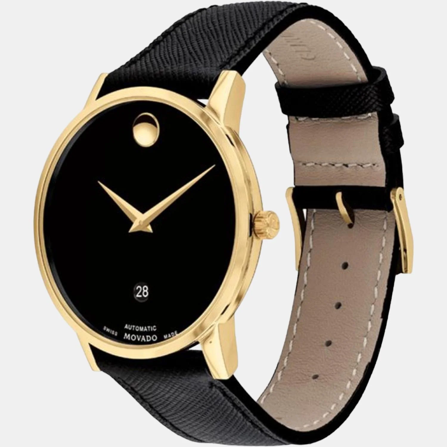 Museum Men Quartz Black Dial Analog Leather Watch 607566 - Image 2