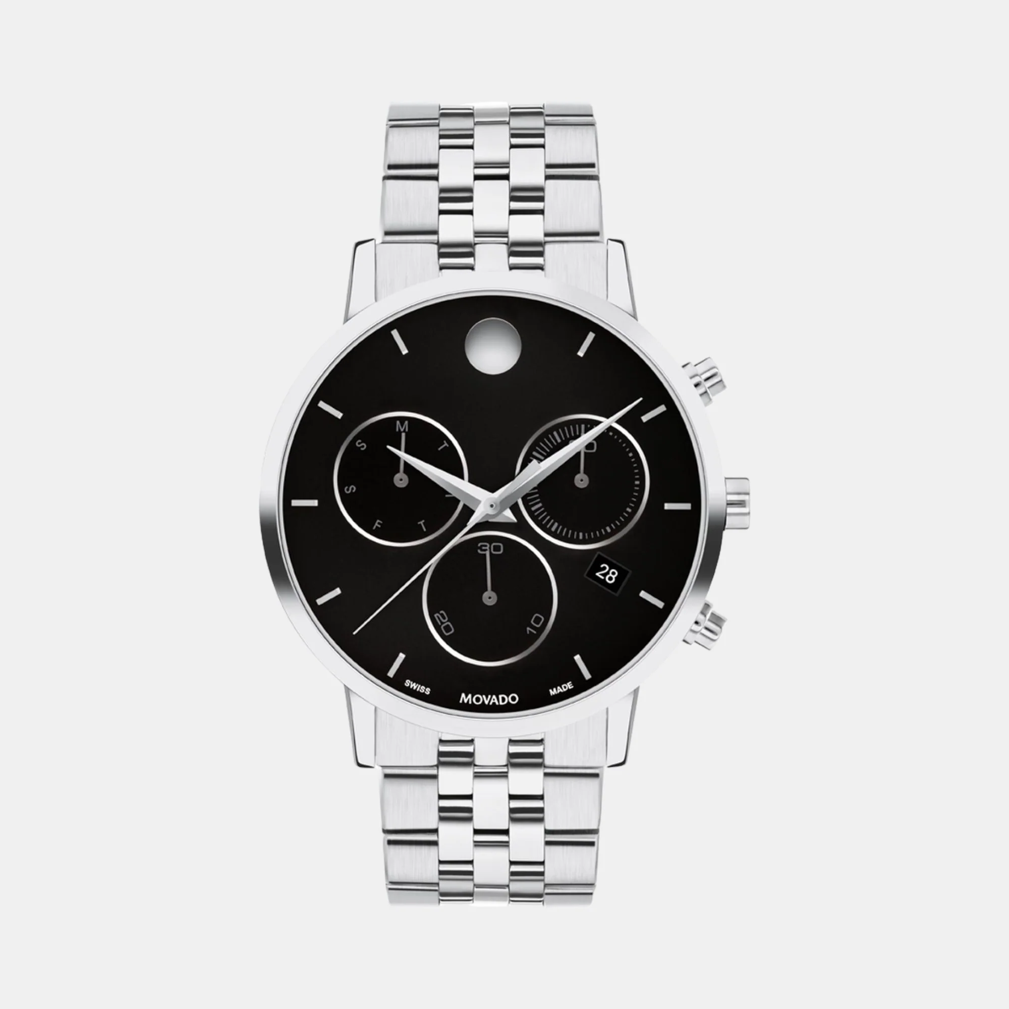Museum Men Quartz Black Dial Chronograph Stainless Steel Watch 607776