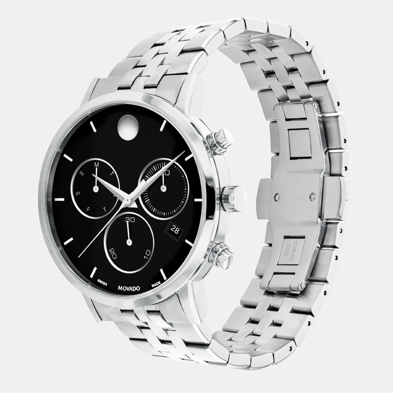 Museum Men Quartz Black Dial Chronograph Stainless Steel Watch 607776 - Image 2