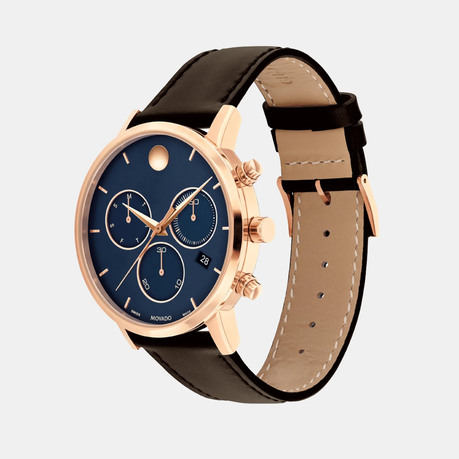 Museum Men Quartz Blue Dial Chronograph Leather Watch 607844 - Image 2