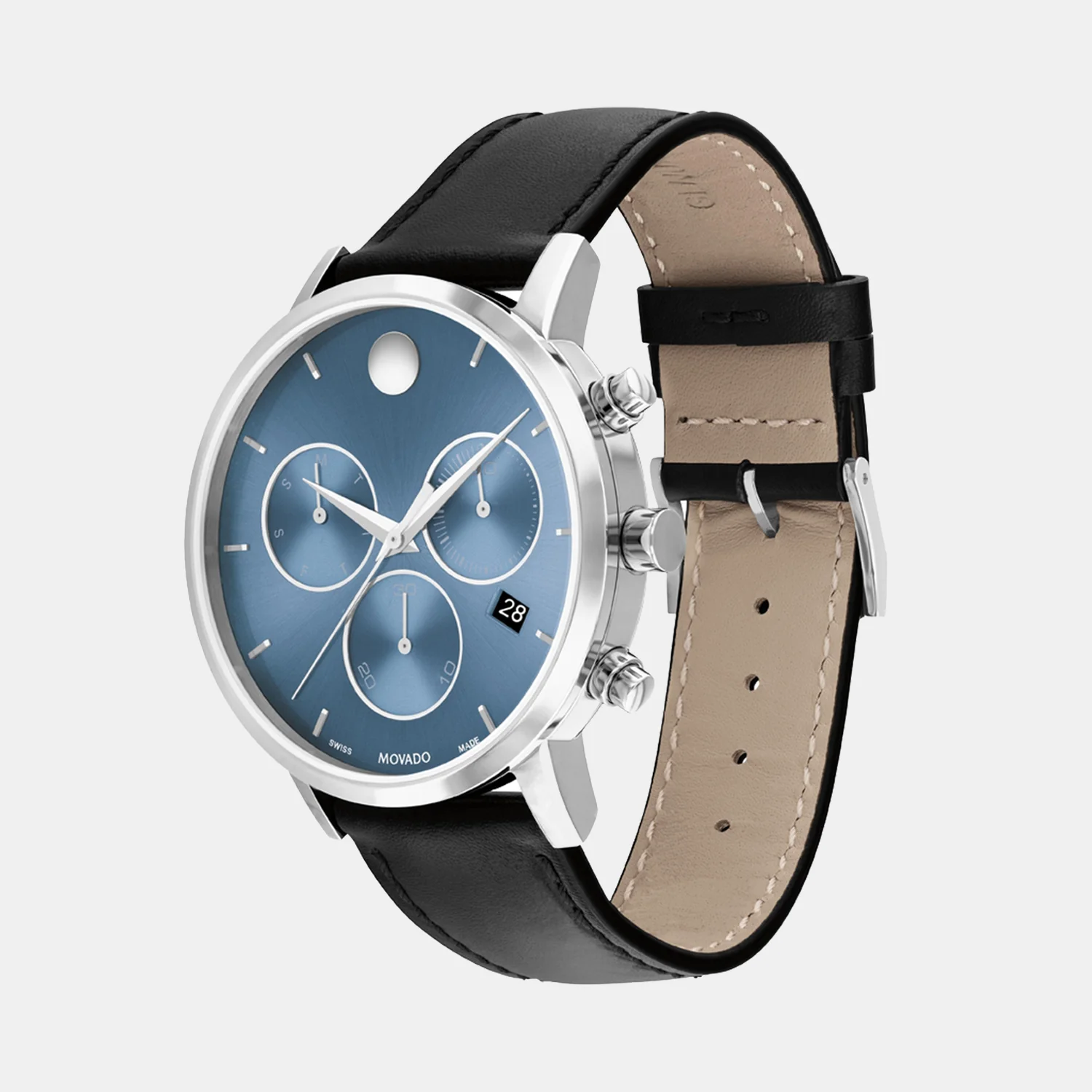 Museum Men Quartz Blue Dial Chronograph Leather Watch 607889 - Image 3