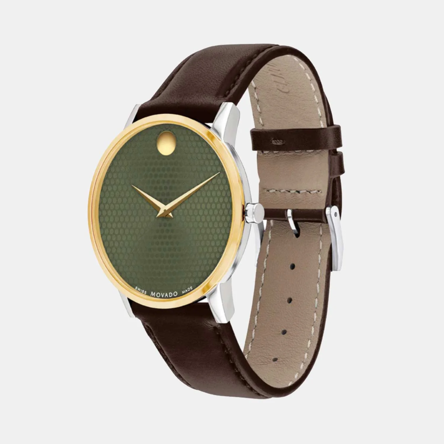 Museum Men Quartz Green Dial Analog Leather Watch 607893 - Image 3