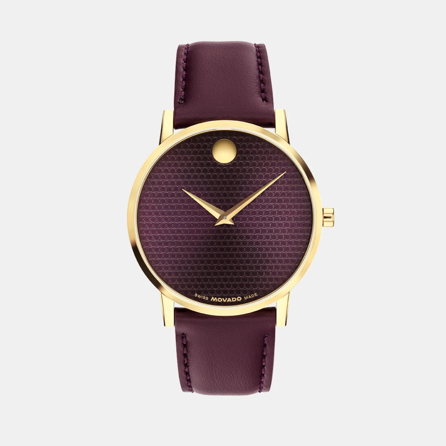 Museum Men Quartz Plum Dial Analog Leather Watch 608000