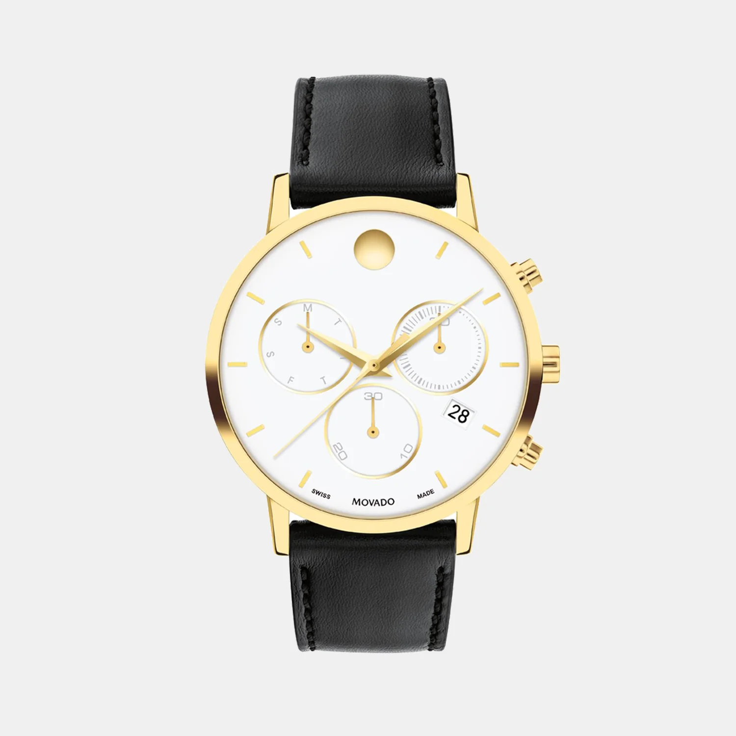 Museum Men Quartz White Dial Chronograph Leather Watch 607888 - Image 2