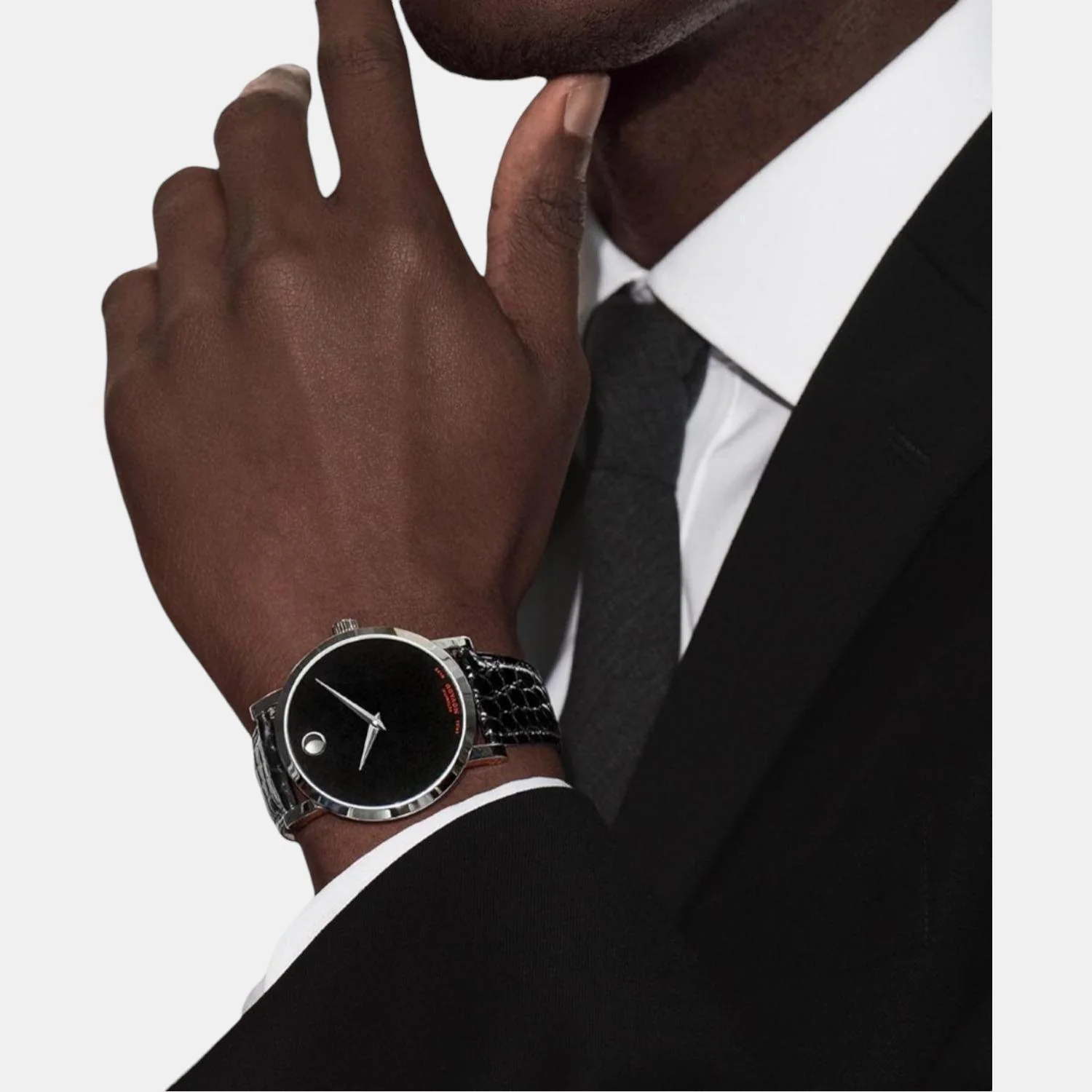 Red Label Men Quartz Black Dial Analog Leather Watch 606112 - Image 4