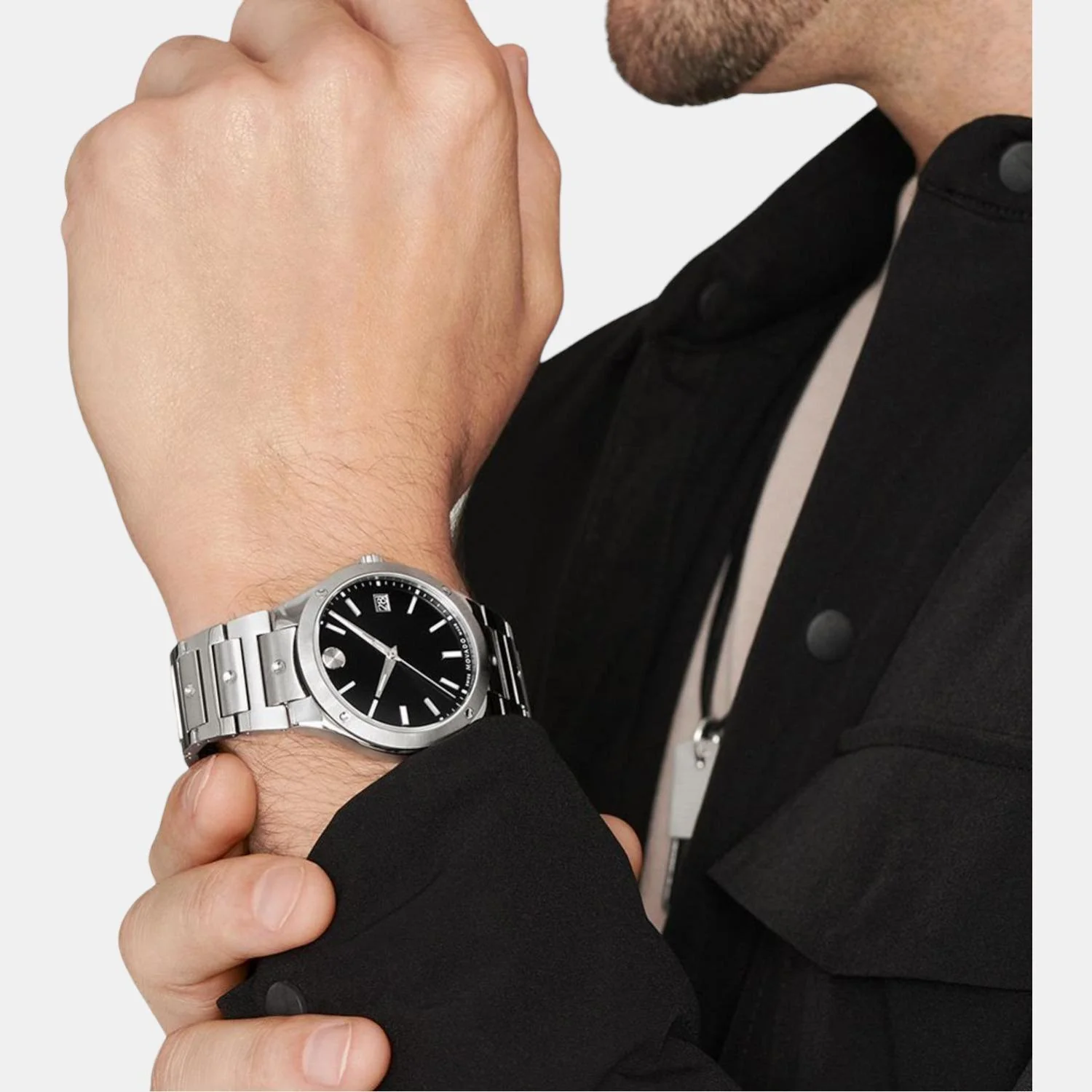 Se Men Quartz Black Dial Analog Stainless Steel Watch 607541 - Image 2