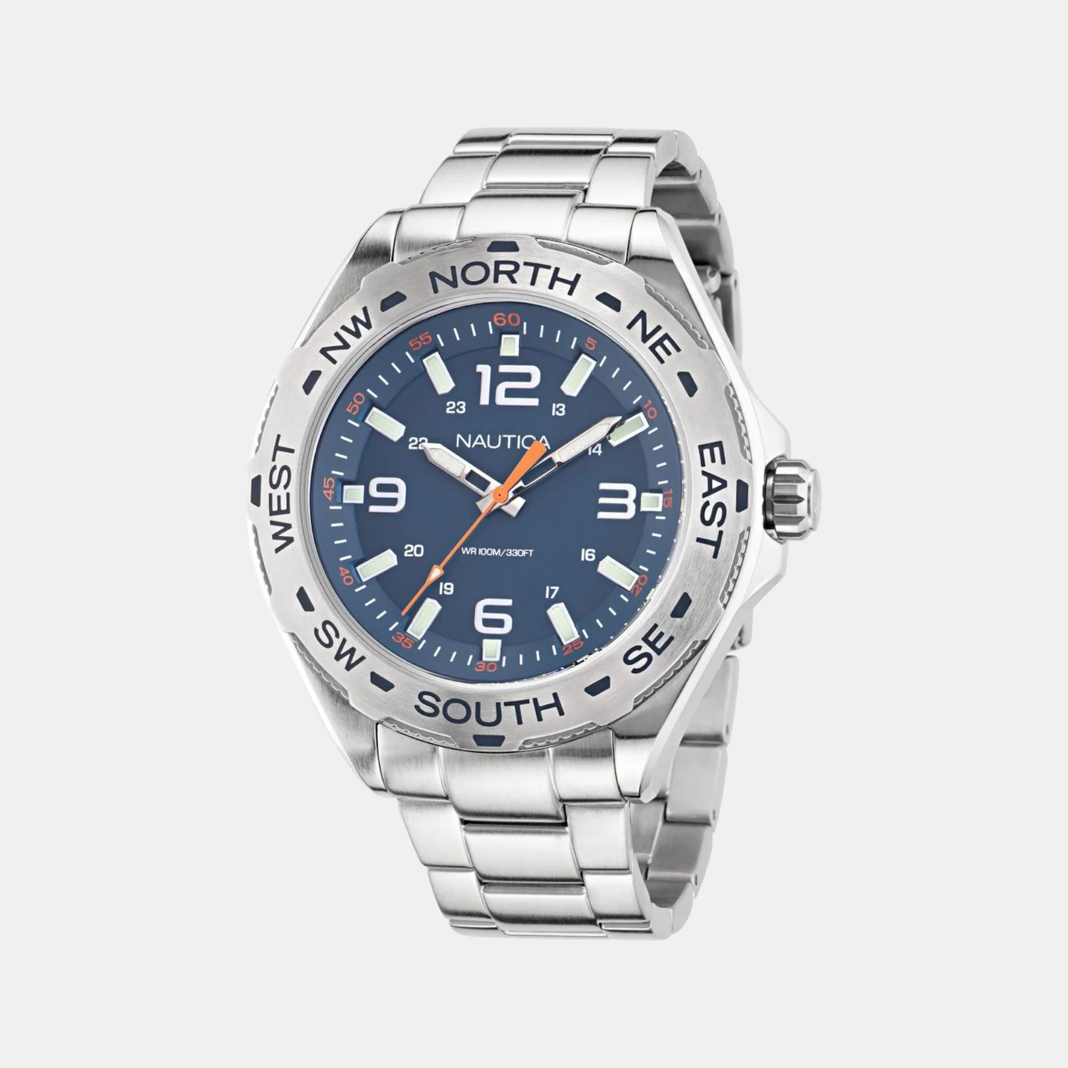 Clearwater Beach Men Quartz Blue Dial Analog Stainless Steel Watch NAPCWS302