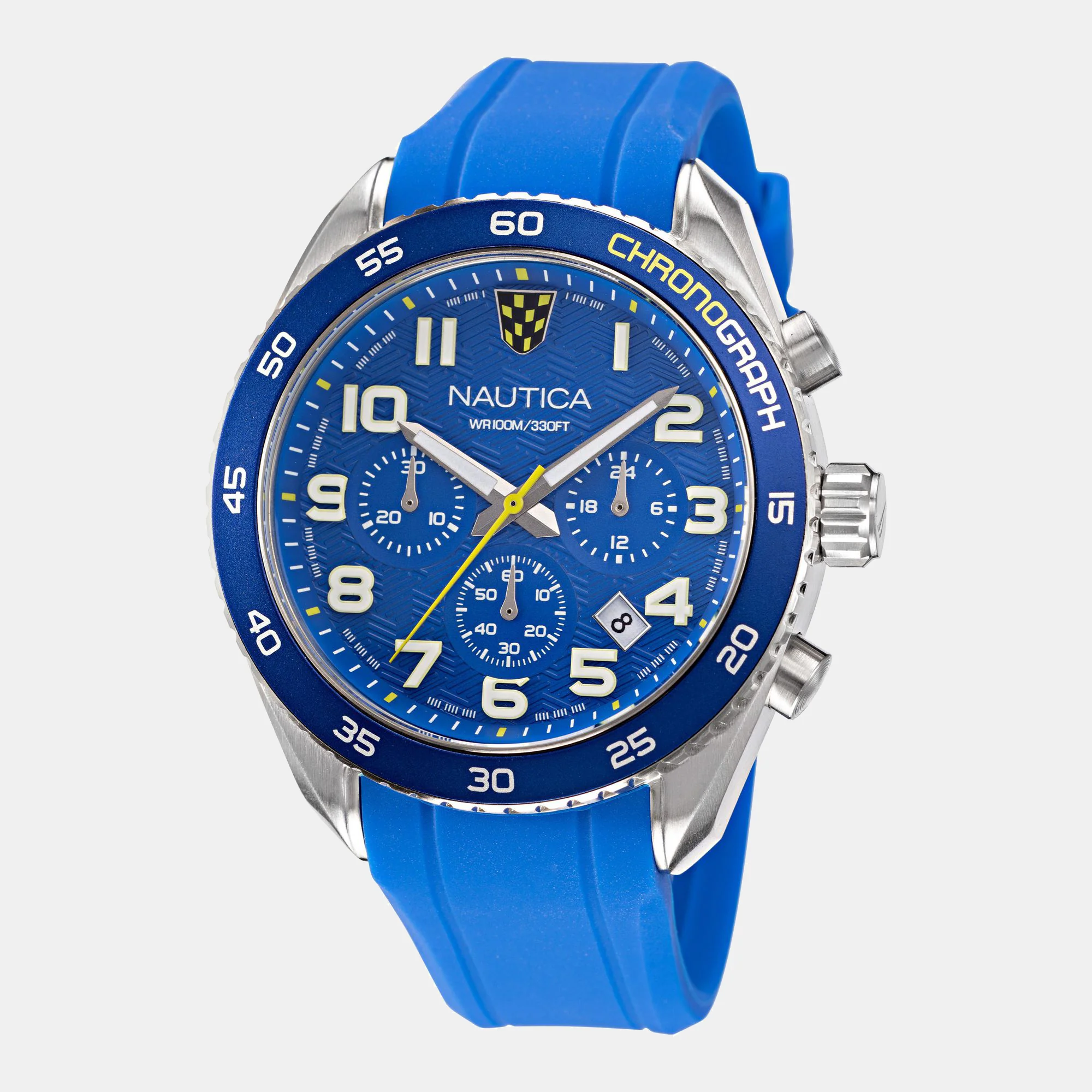 Men Quartz Blue Dial Chronograph Silicone Watch NAPKBS225